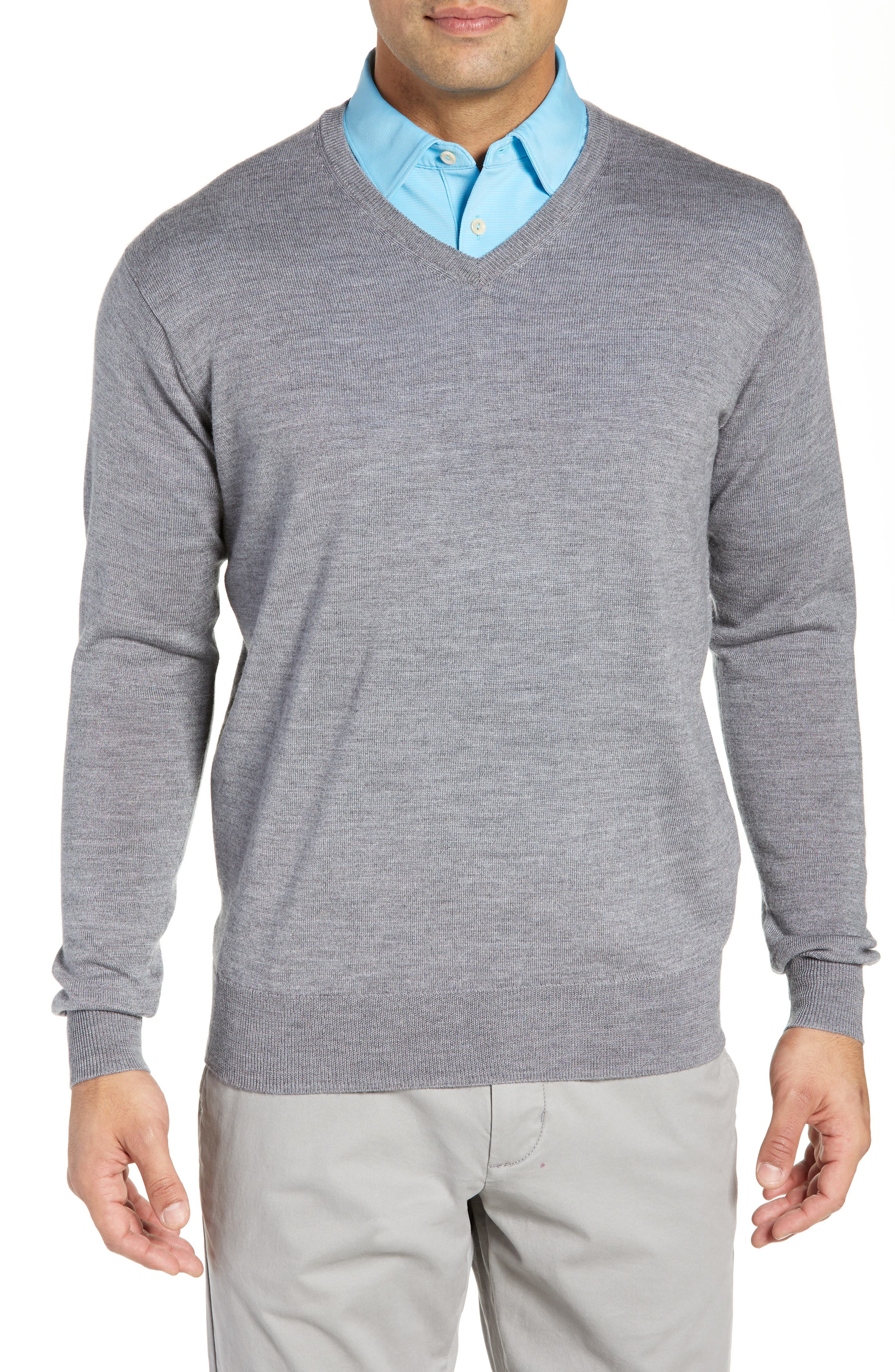 Peter Millar Crown Wool & Silk V-Neck Sweater, Black