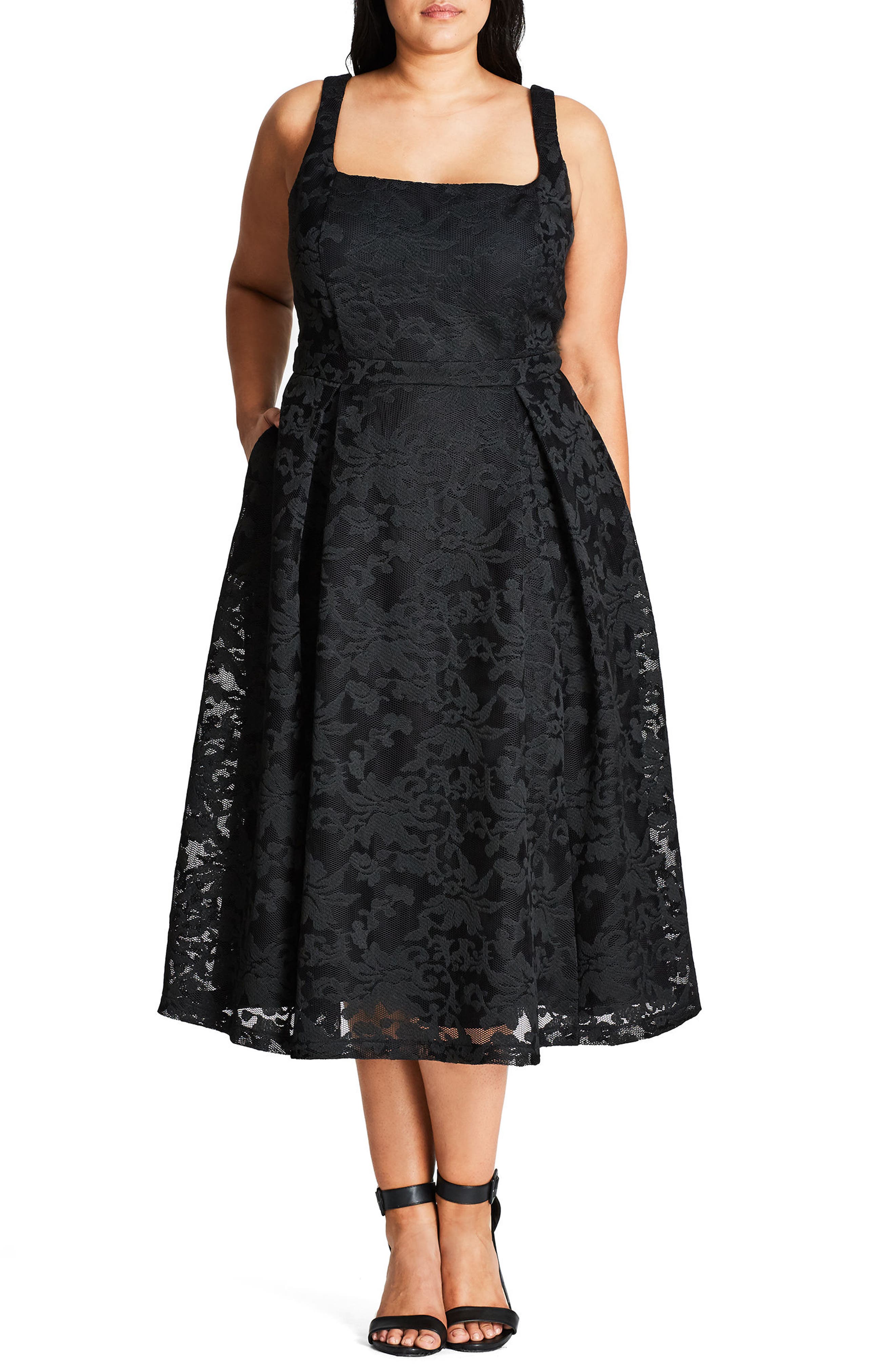 Plus Size City Chic Jackie O Lace Fit & Flare Dress