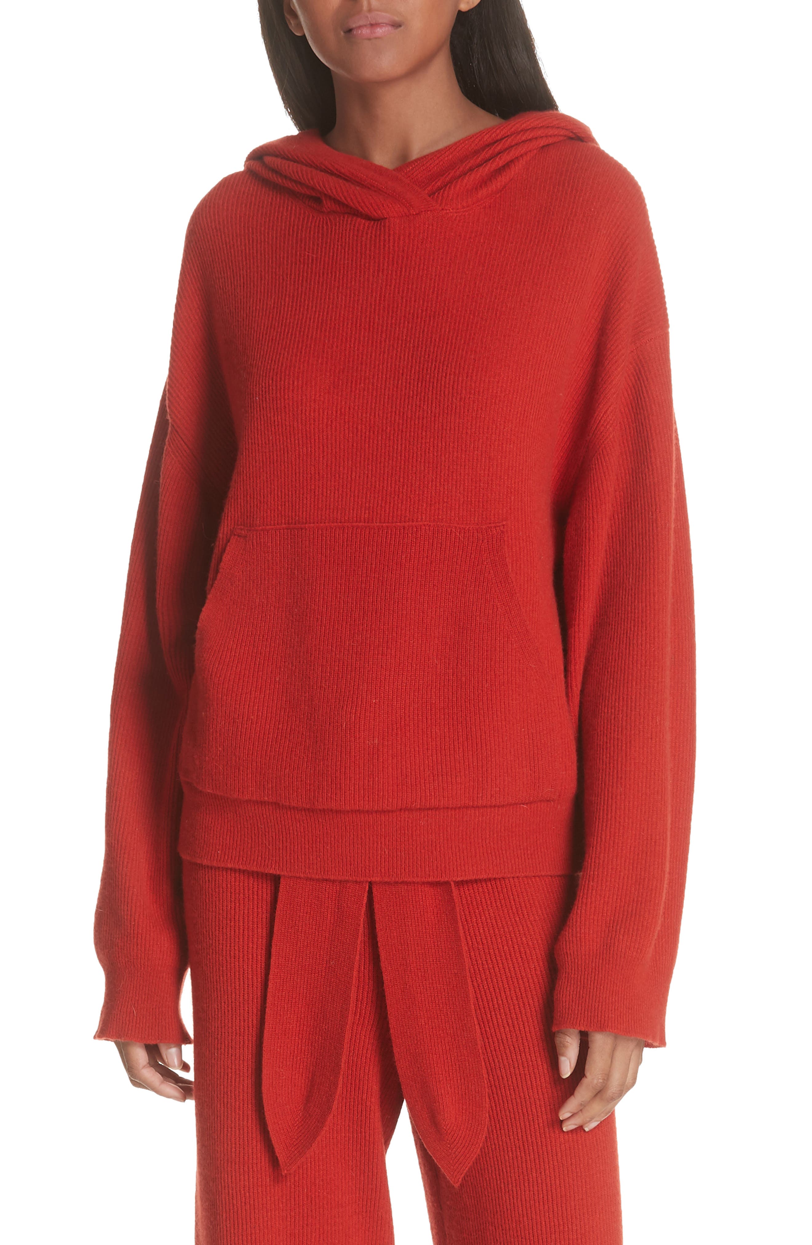 Nanushka Mog Merino Wool & Cashmere Blend Hoodie, Red