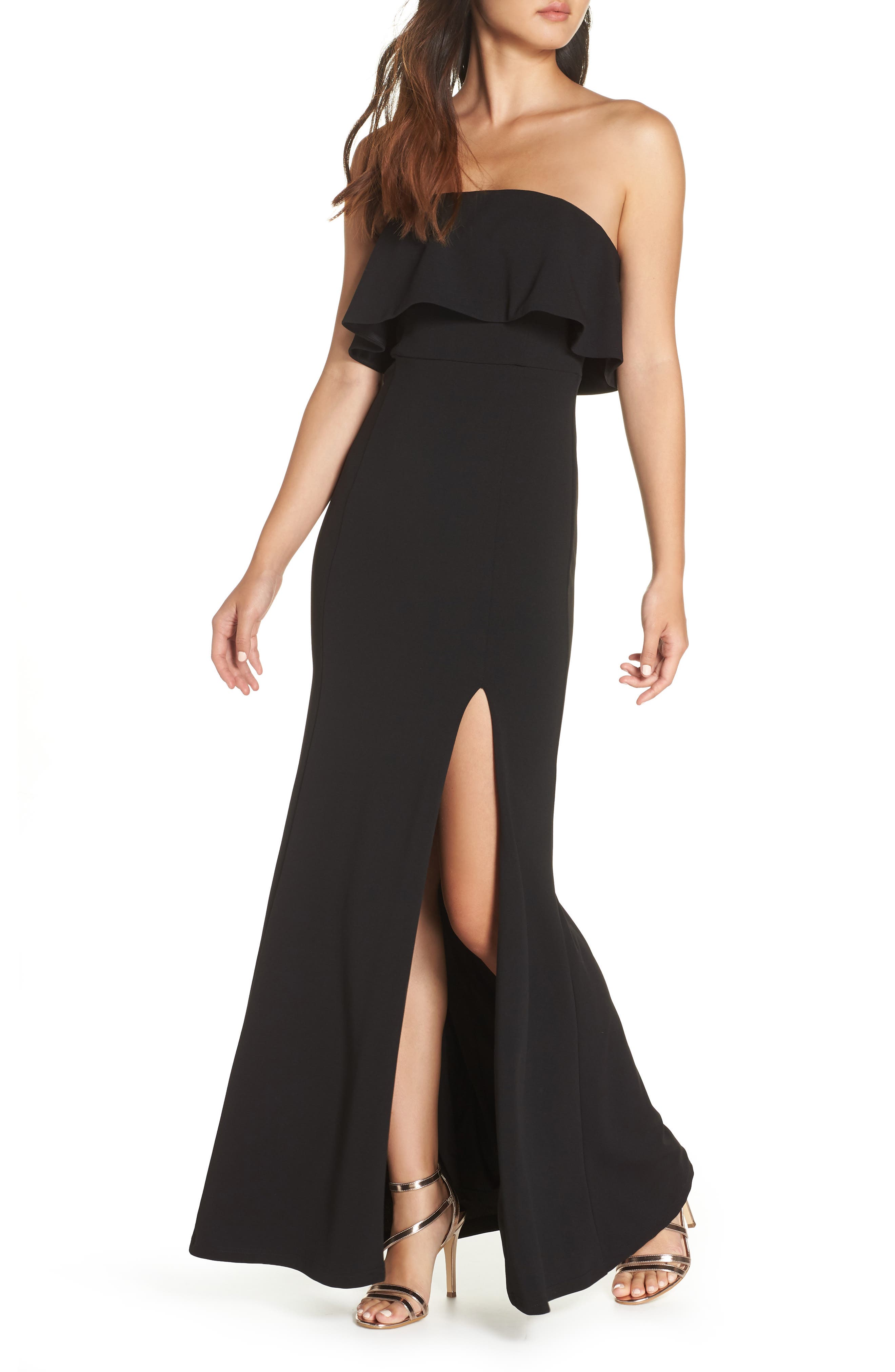 Lulus Off The Shoulder Maxi Gown, Black