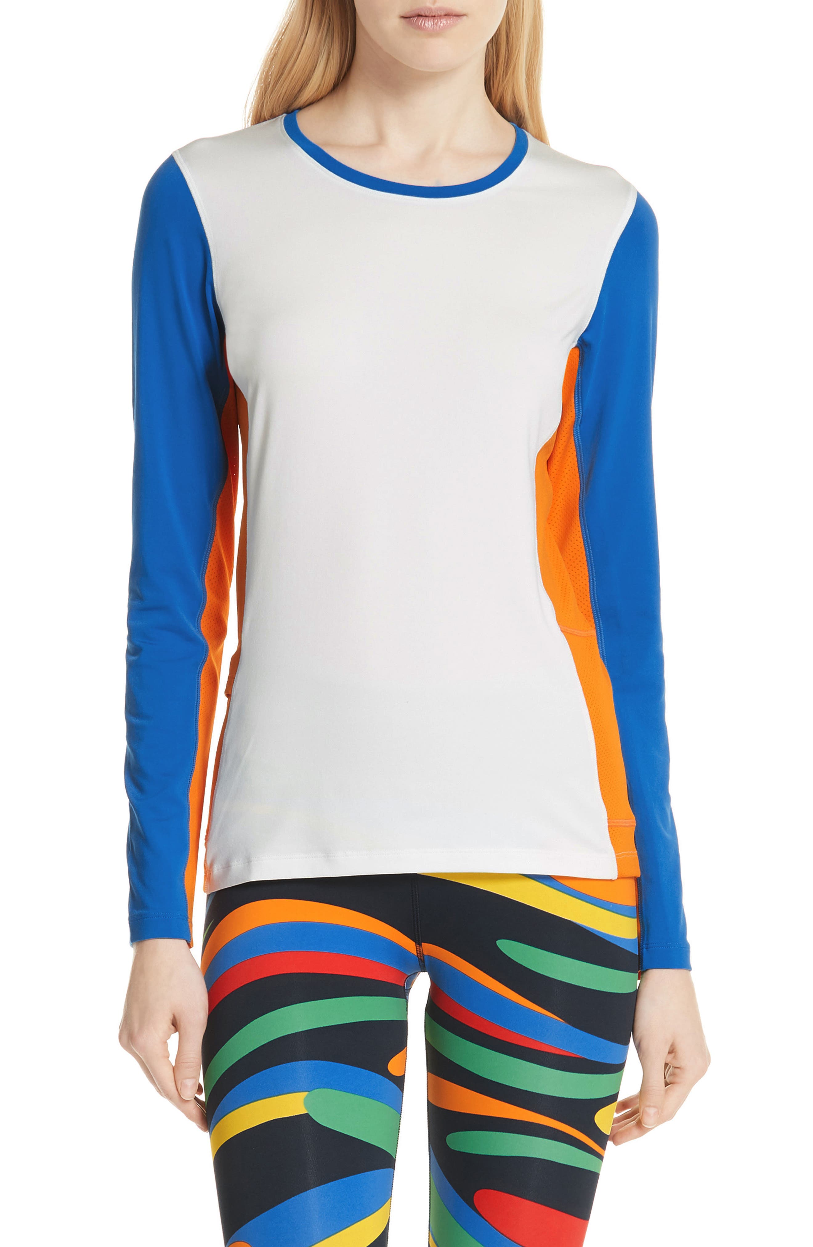 Tory Sport Colorblock Performance Top, White