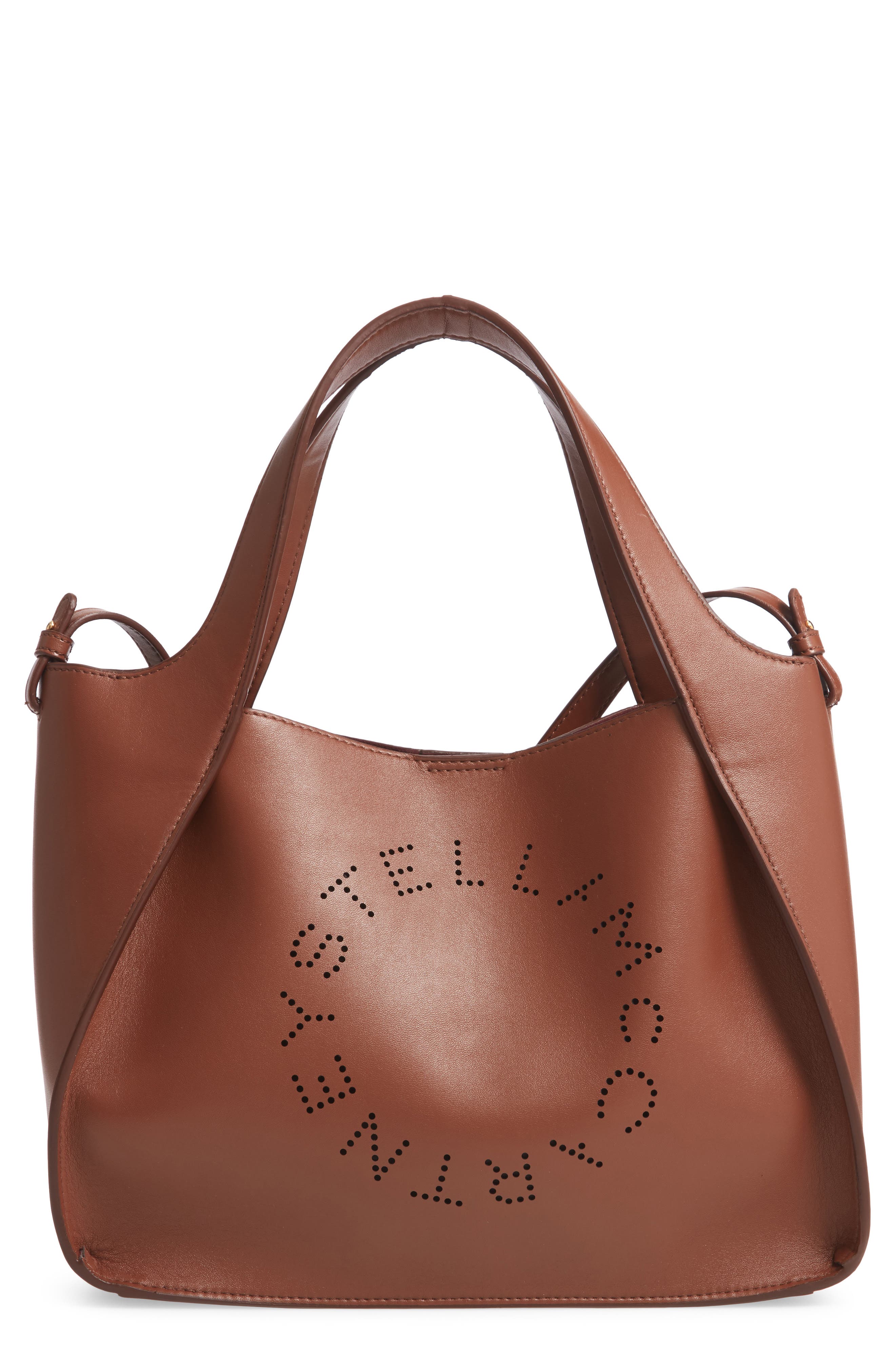 Stella Mccartney Perforated Logo Faux Leather Satchel - Brown