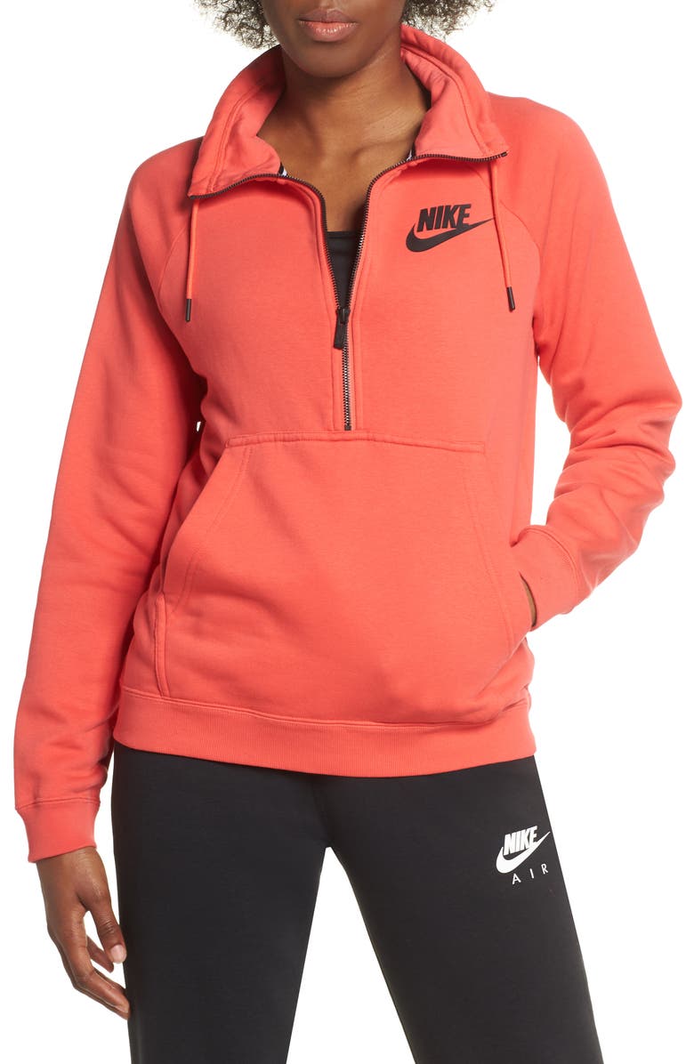 NIKE NSW Rally Half-Zip Top, Main, color, EMBER GLOW/ EMBER GLOW/ BLACK