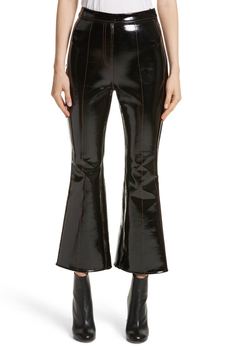 Ellery Outlaw Topstitched Crop Flare PVC Pants | Nordstrom