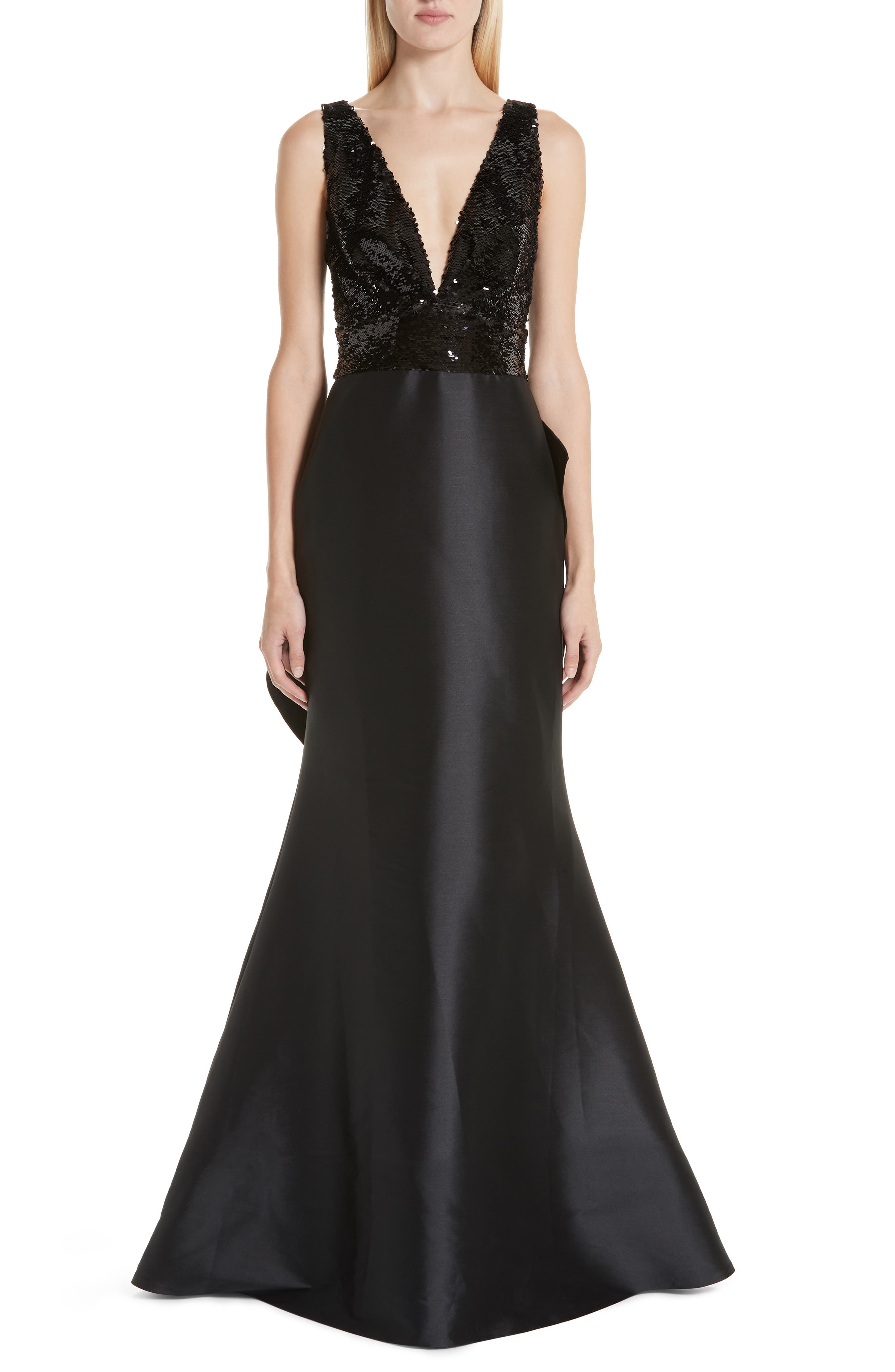 Sachin & Babi Topanga Sequin Bodice Bow Back Gown