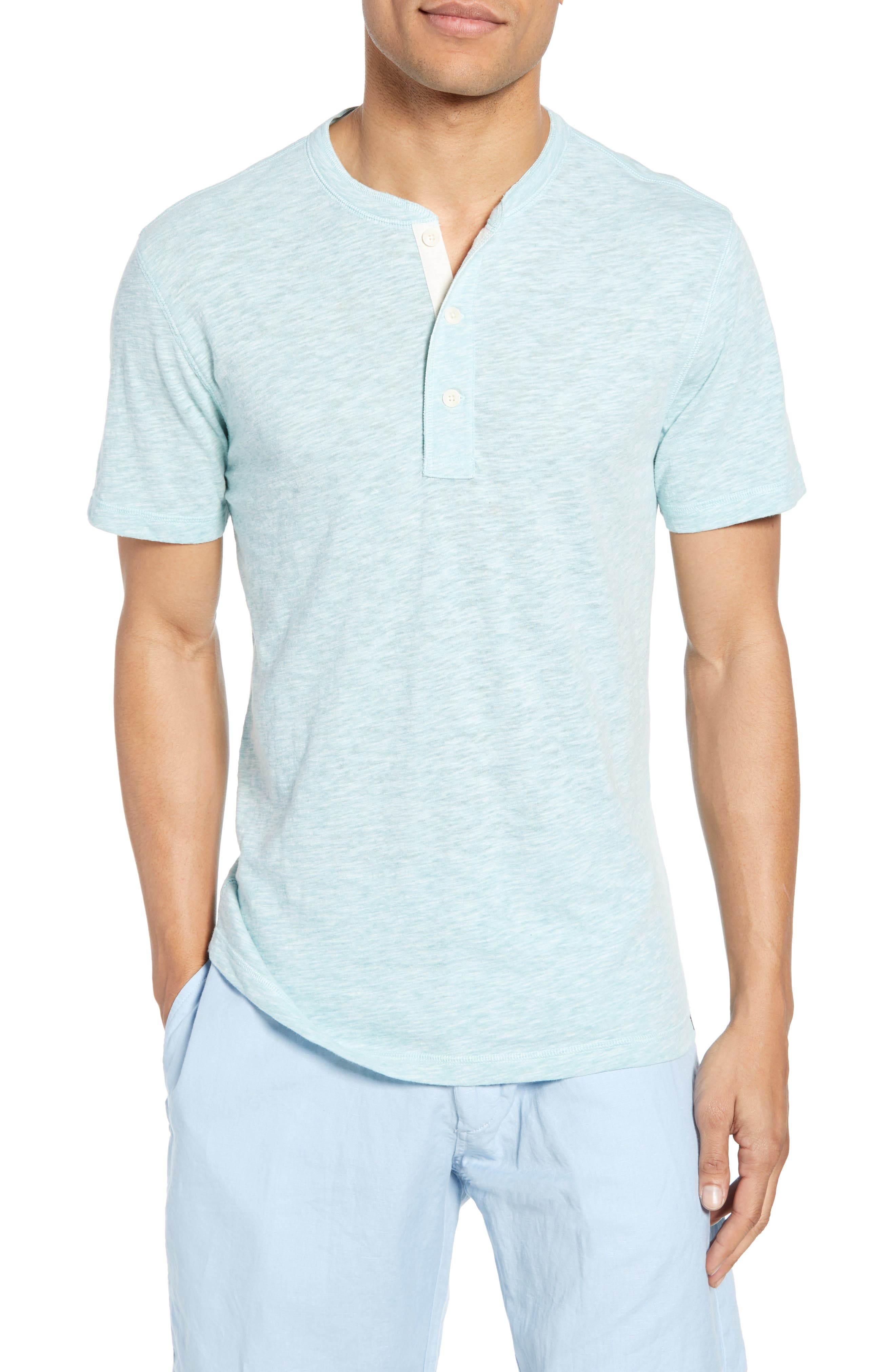 Faherty Heathered Henley, Green