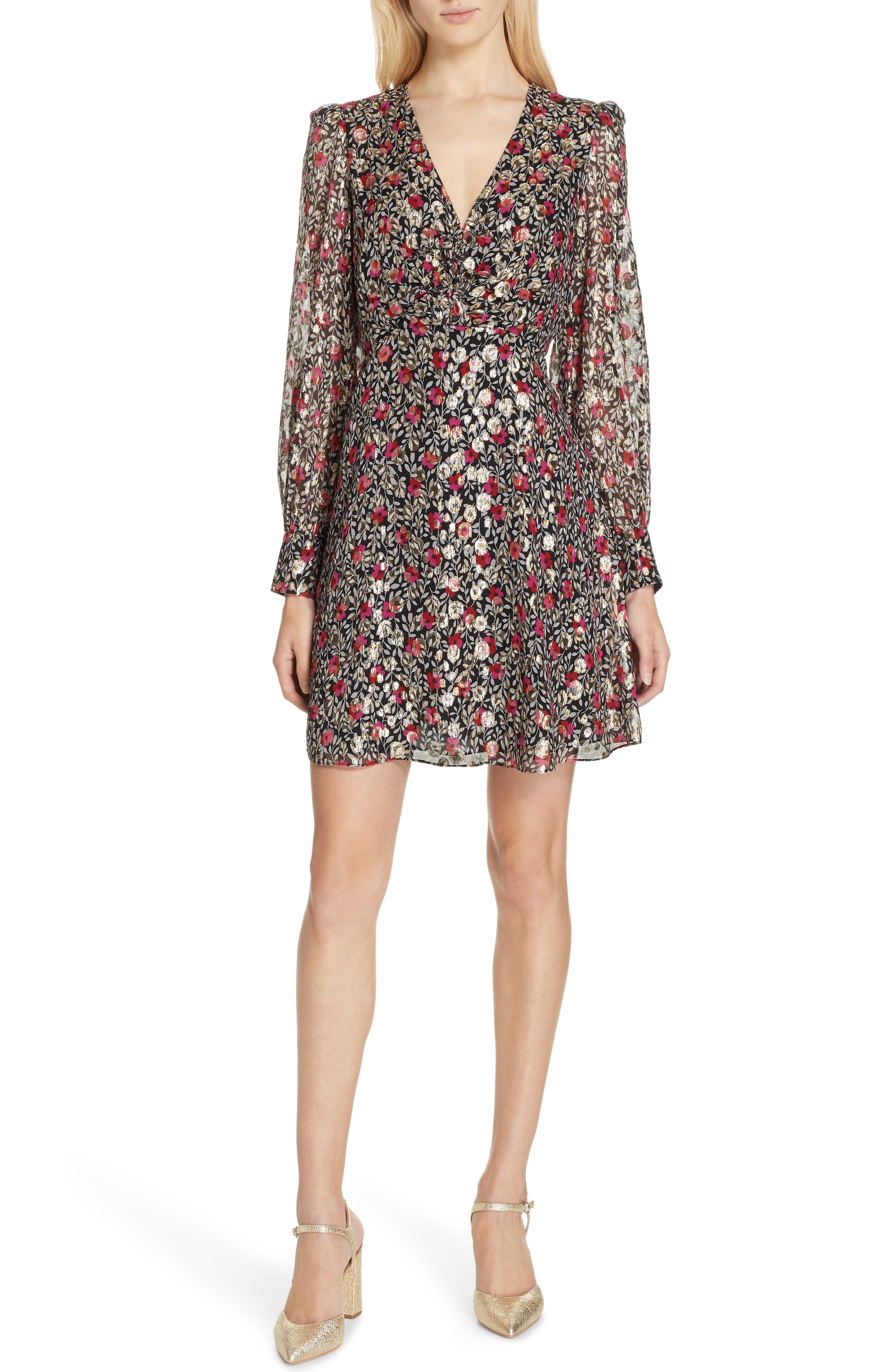 floral park clip dot mini dress