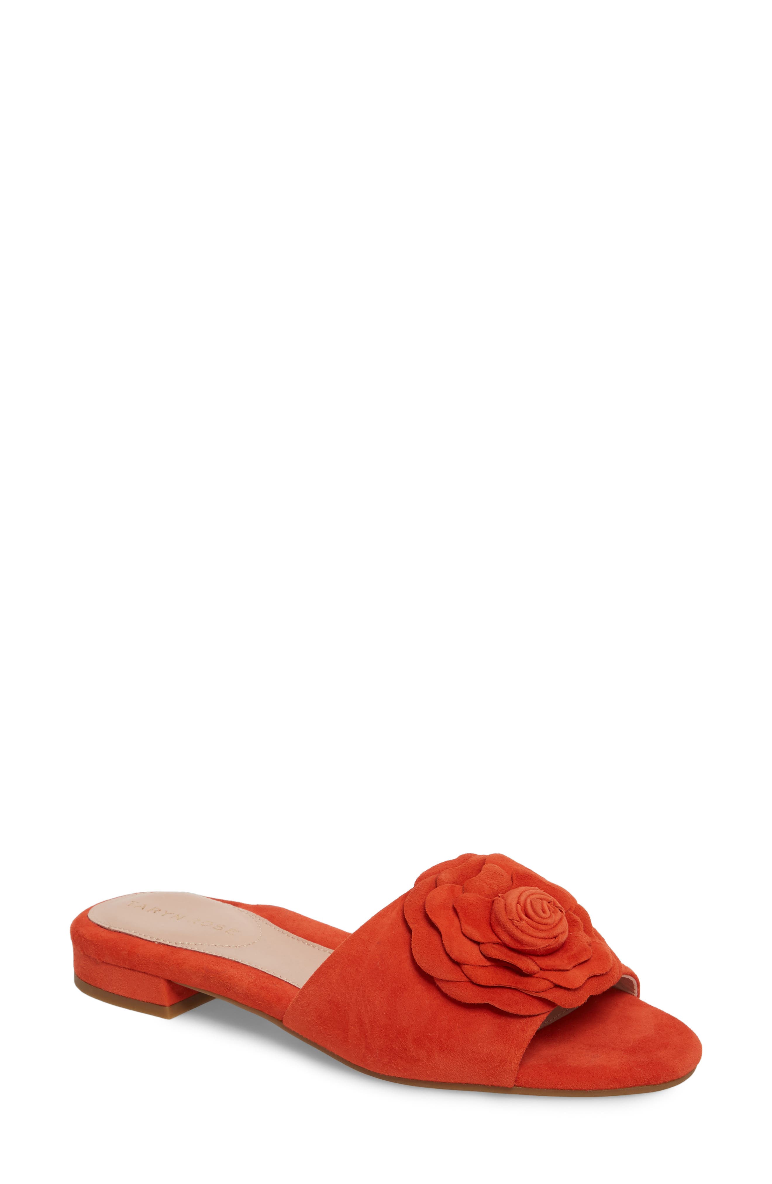 Taryn Rose Violet Flower Slide Sandal- Red