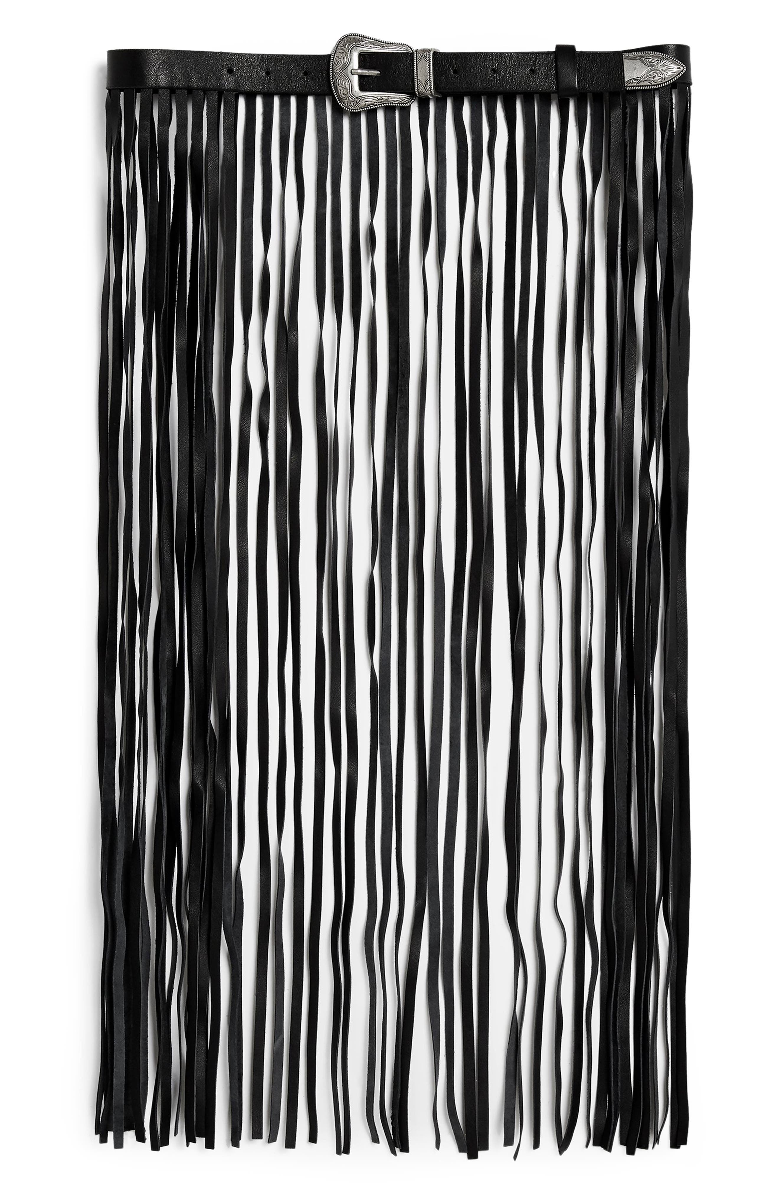 Topshop Maxi Fringe Belt, Black