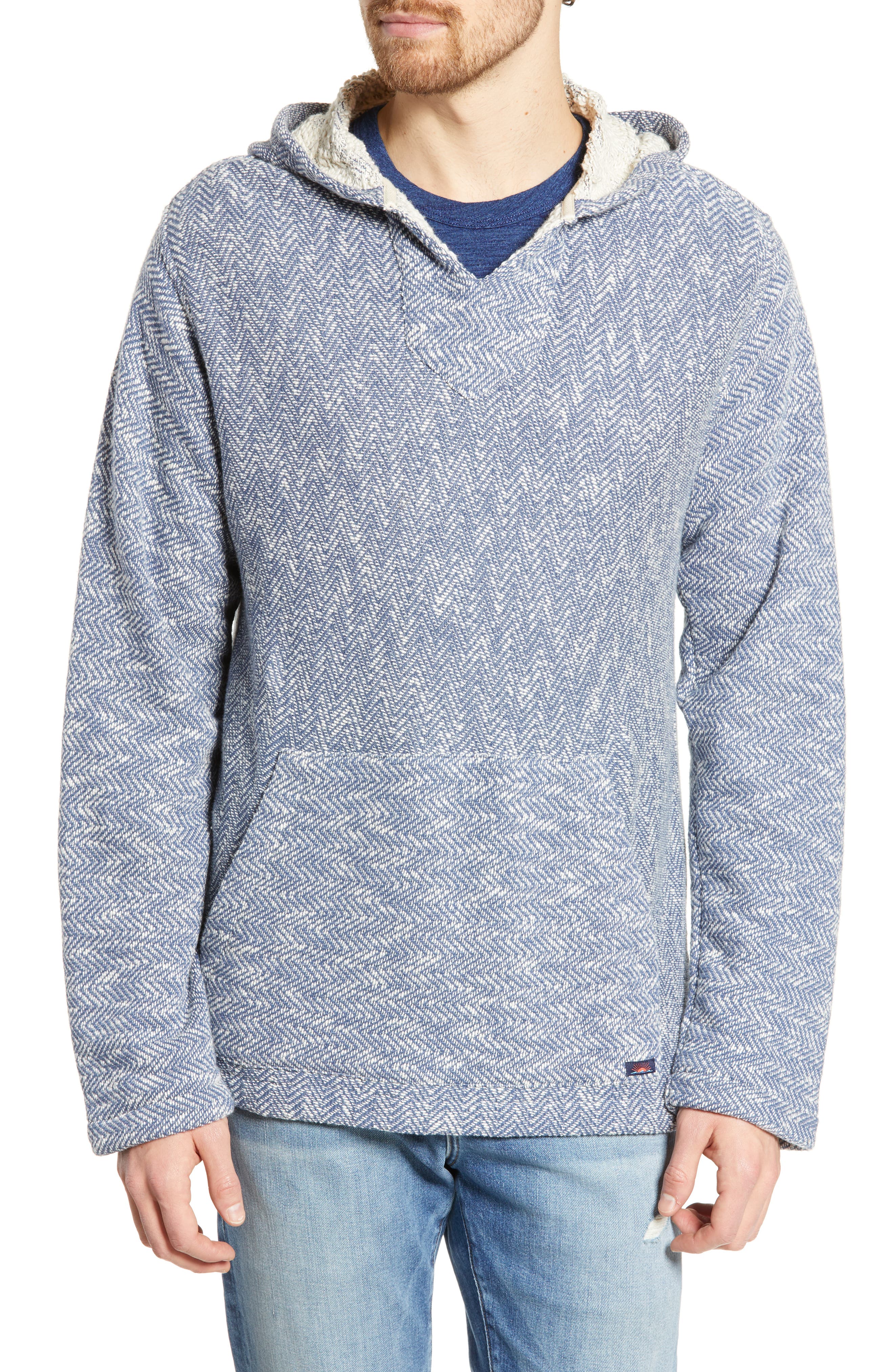 Faherty Interloop Regular Fit Hooded Poncho, Blue