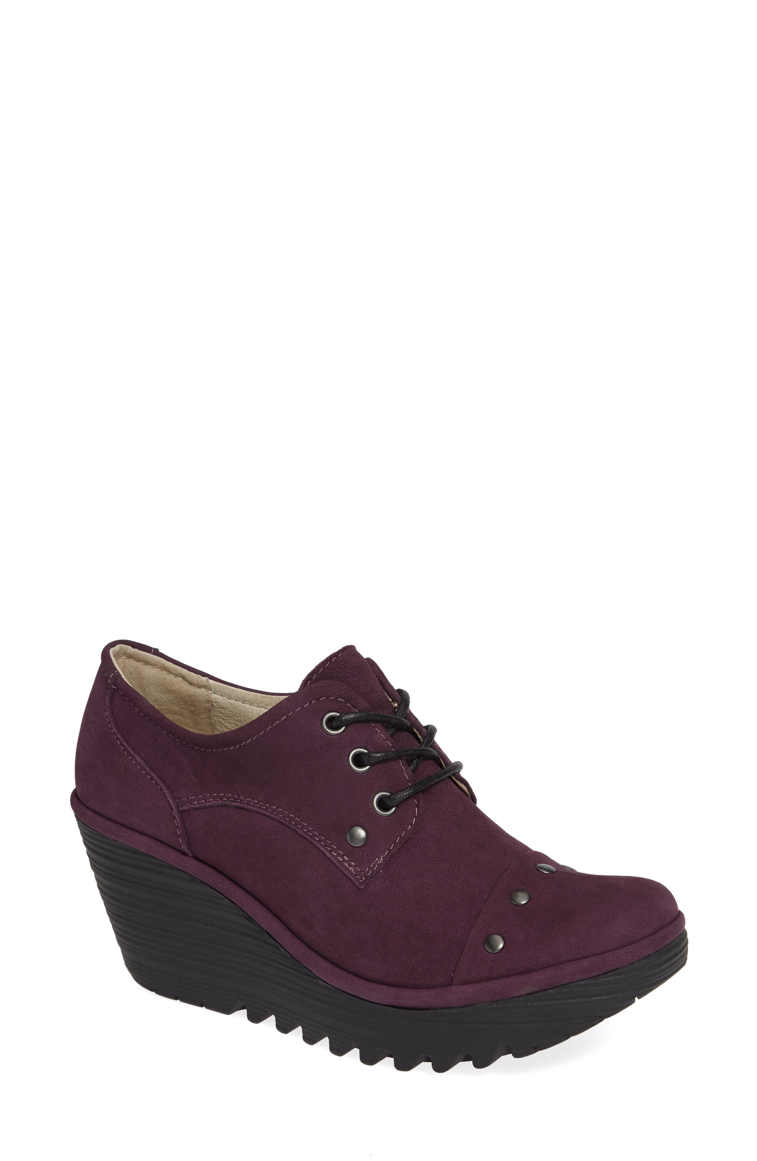Fly London Yoti Lace-Up Wedge - Purple
