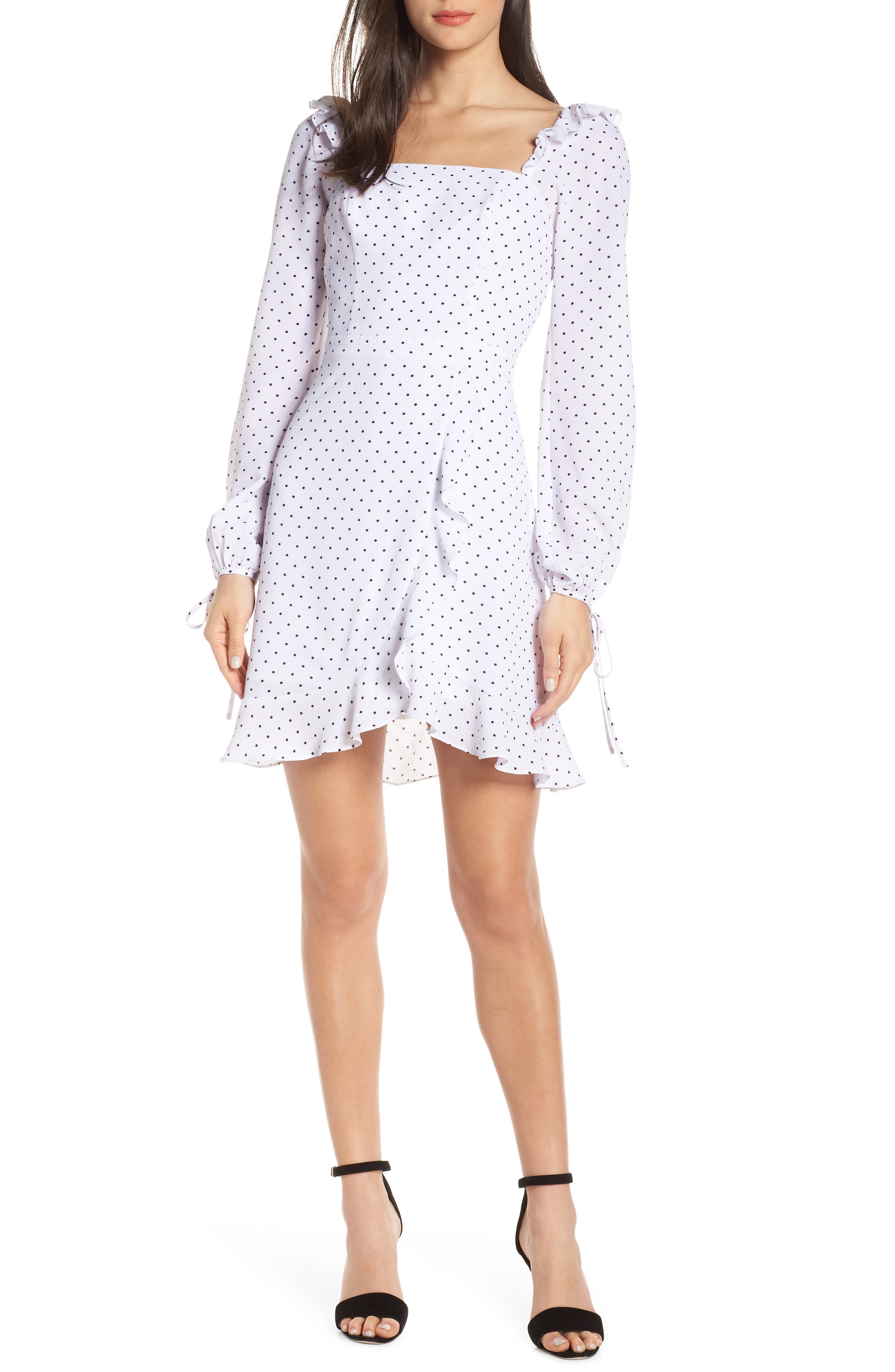 Ali & Jay In Bloom Polka Dot Asymmetrical Dress, White