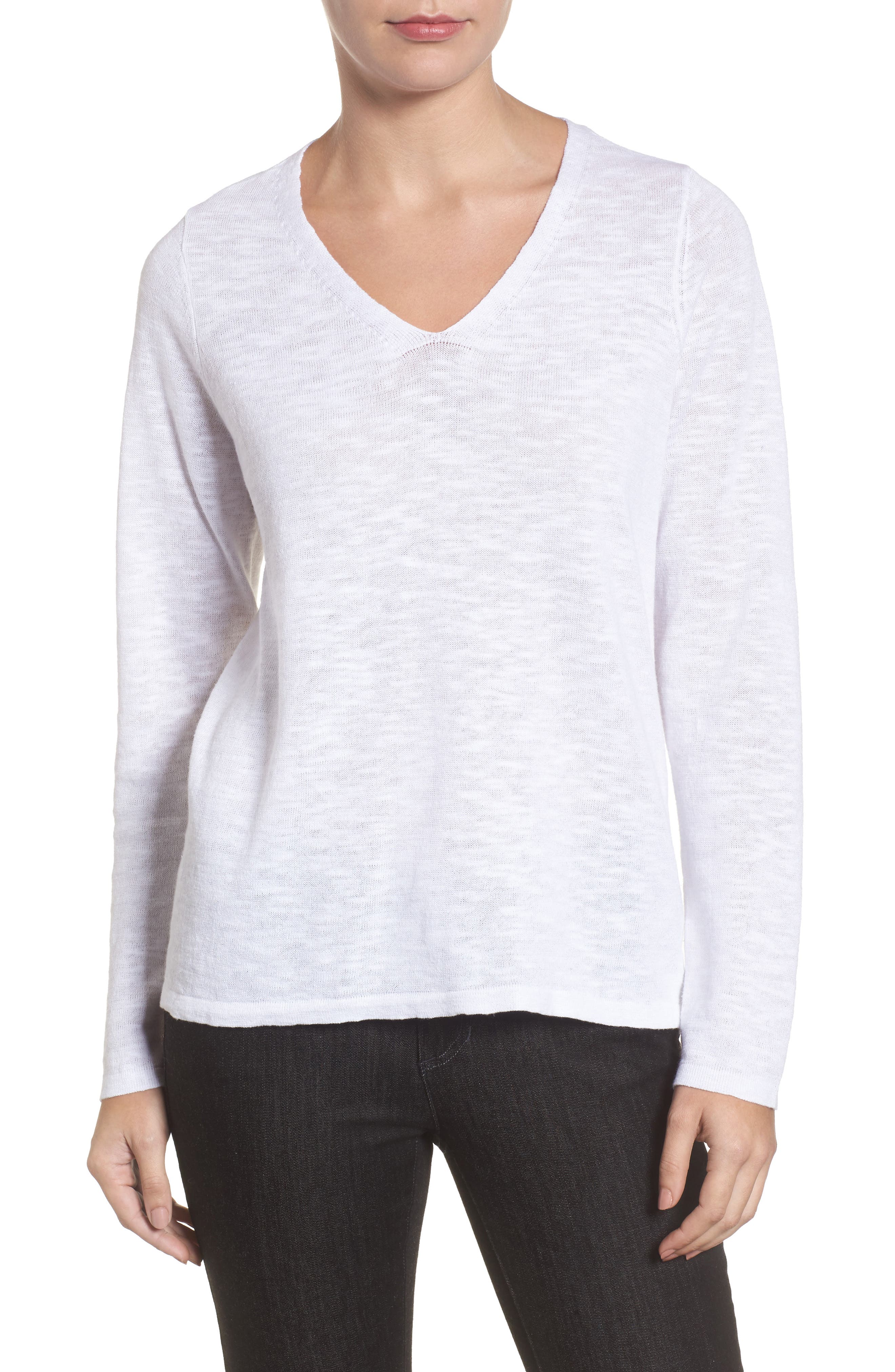 Eileen Fisher Organic Linen & Cotton VNeck Sweater Nordstrom