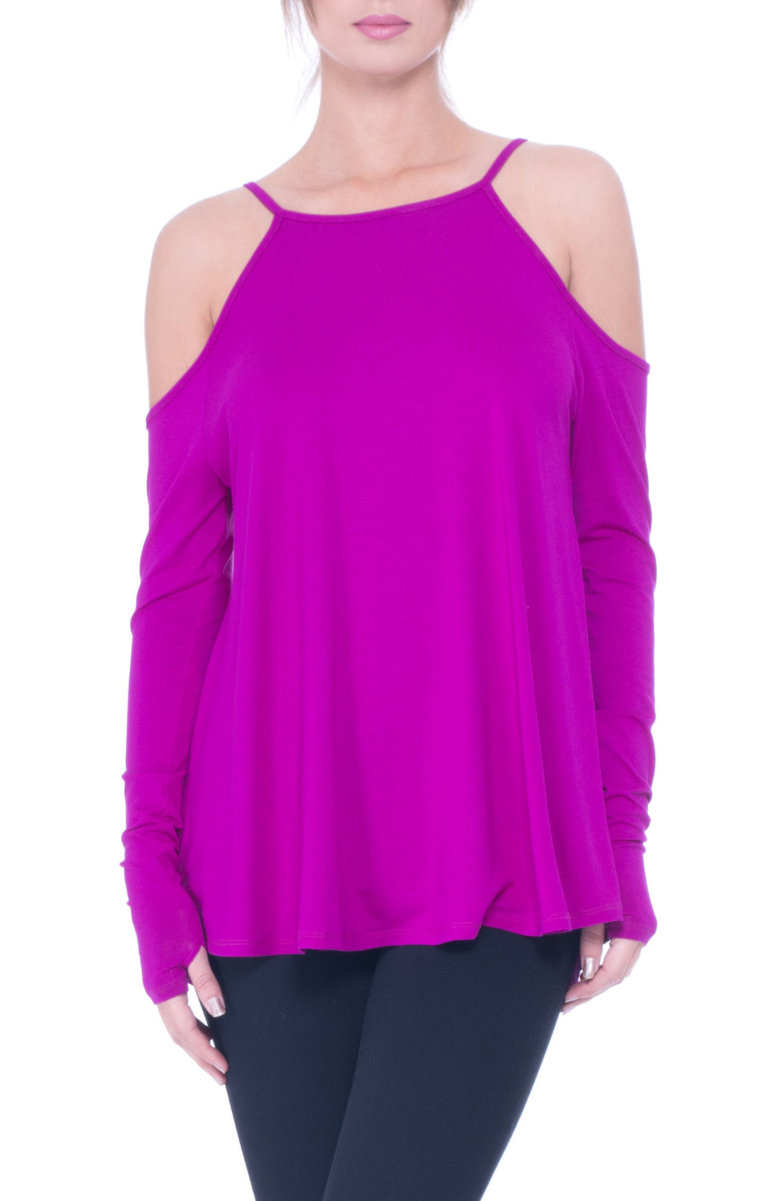 Olian Lucy Strappy Cold Shoulder Maternity Top, Purple