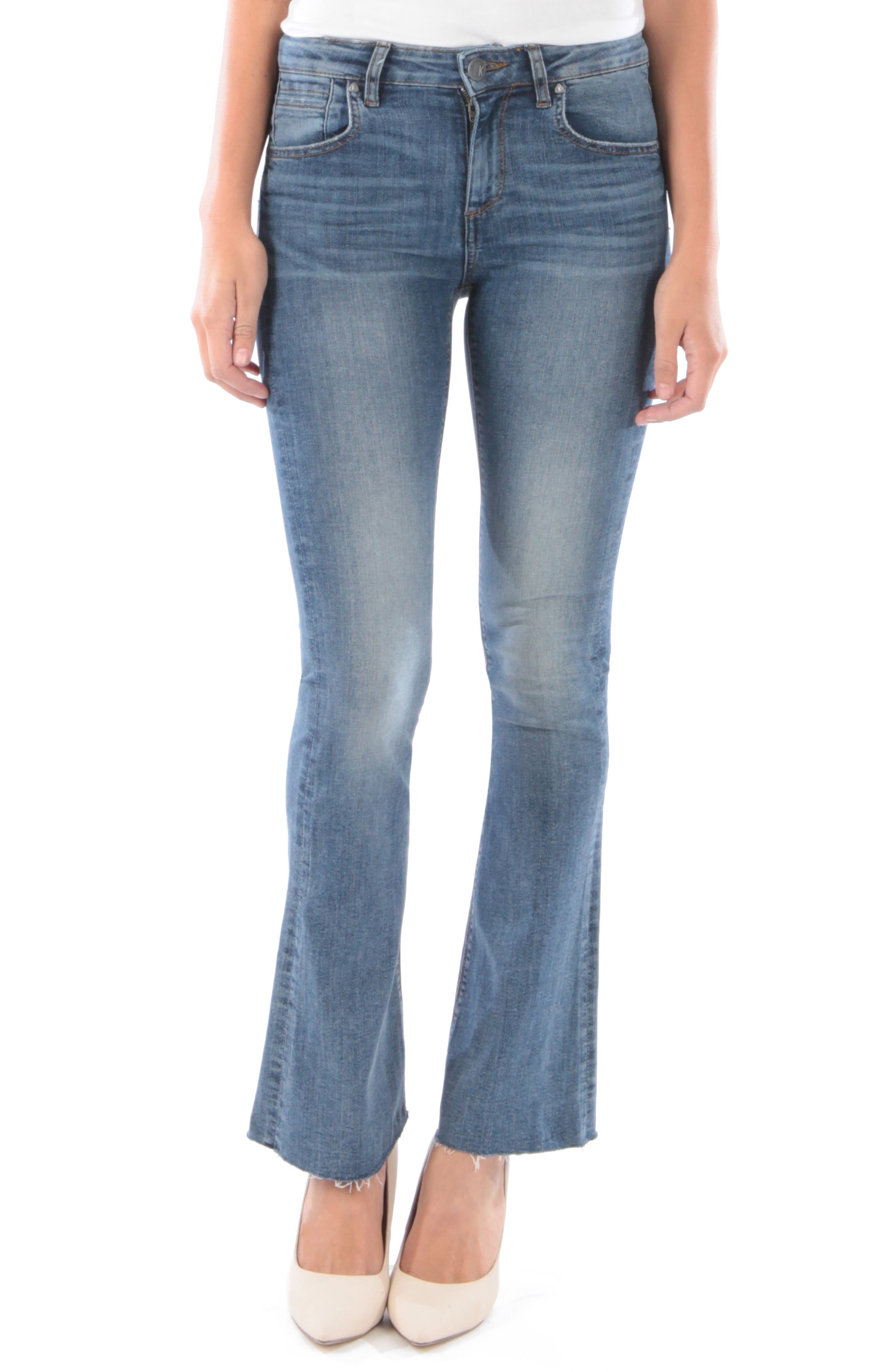 Kut From The Kloth Stella Raw Hem Flare Jeans, Blue