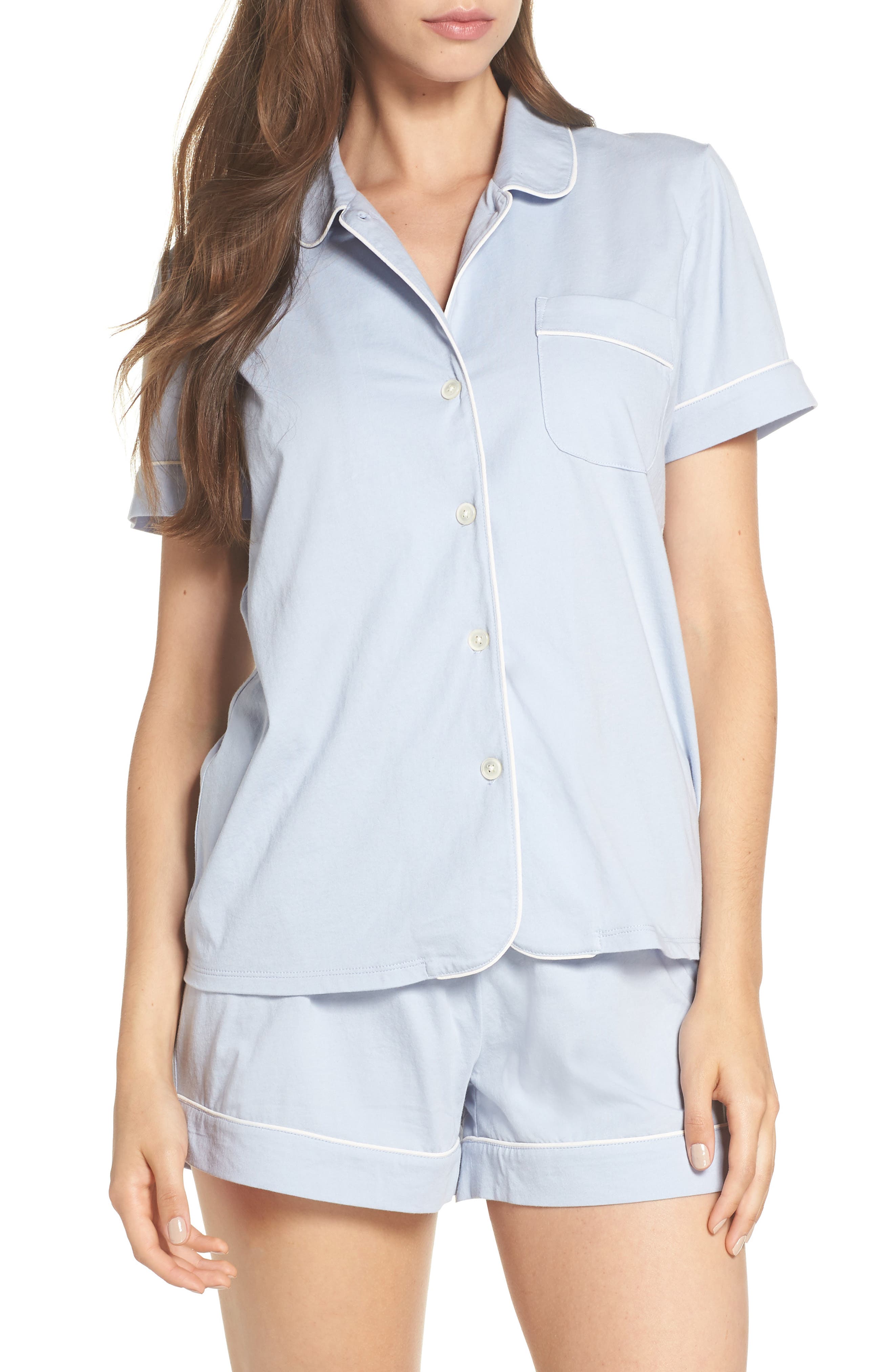 J.crew Short Sleeve Knit Pajamas, Blue