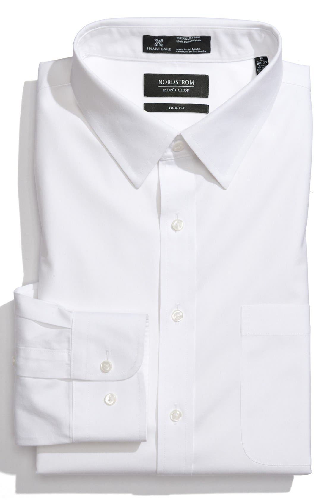 Nordstrom Shop Smartcare(TM) Trim Fit Solid Dress Shirt 32/33 - White
