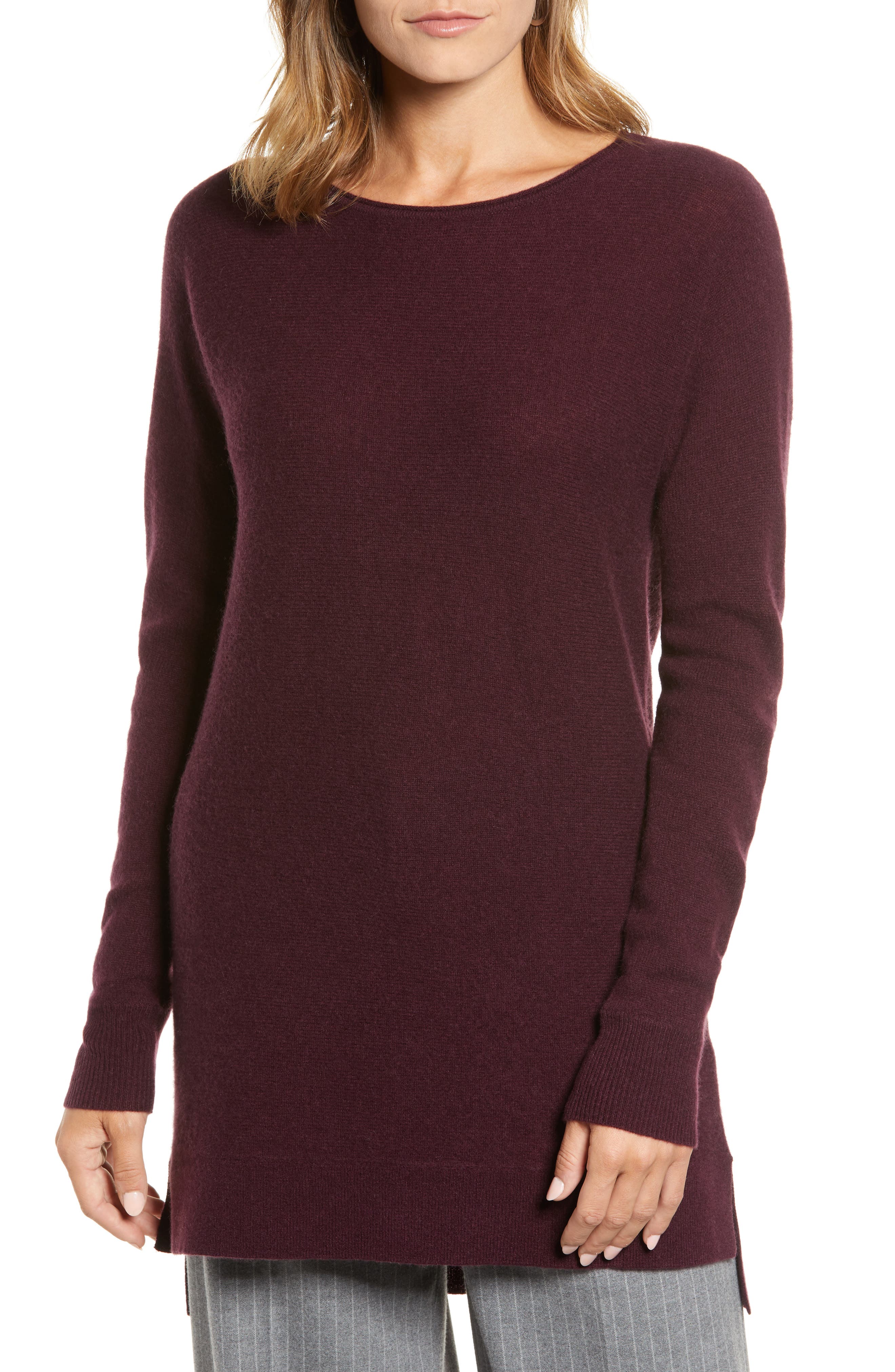 Halogen High/low Wool & Cashmere Tunic Sweater