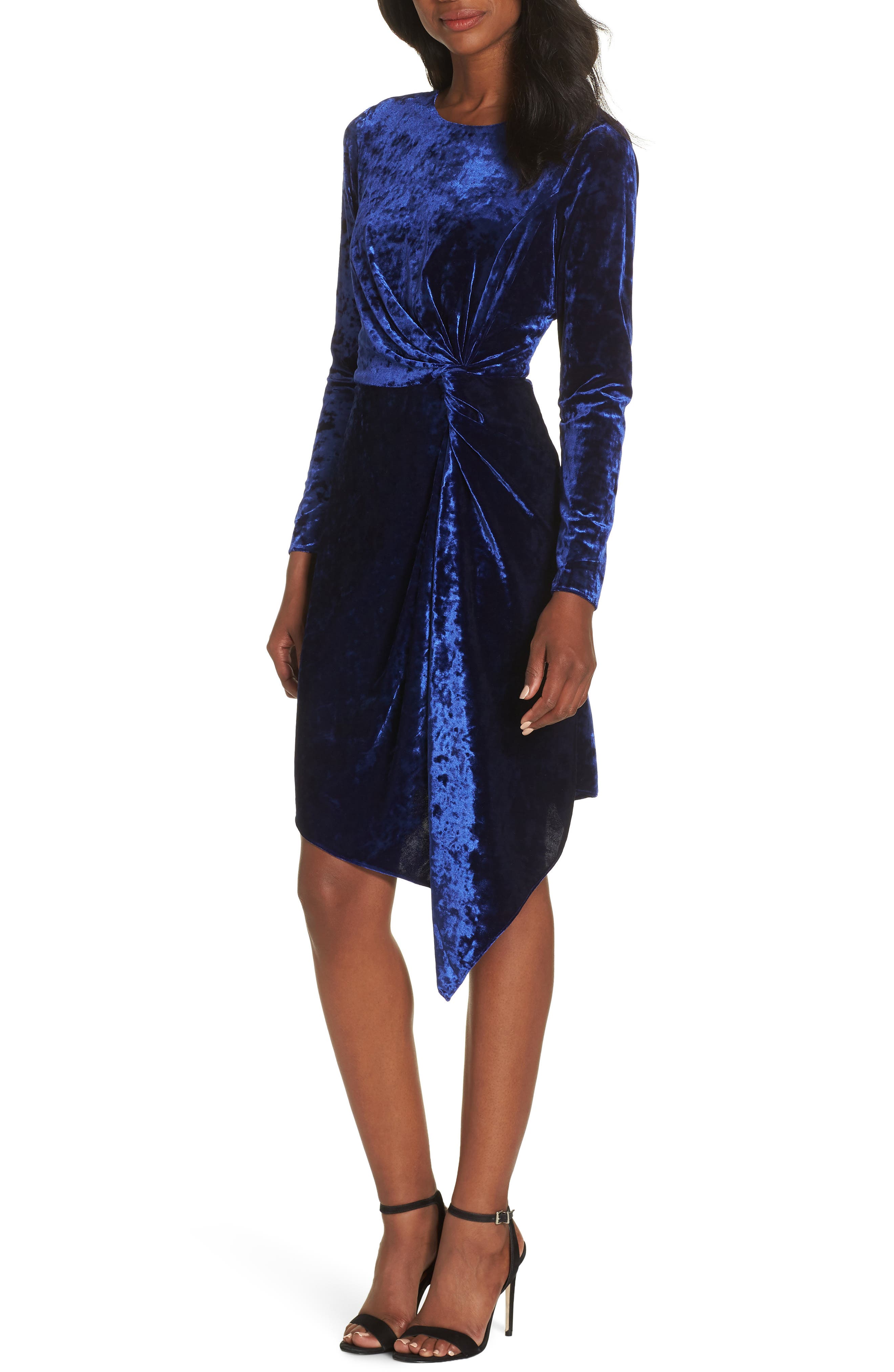 Maggy London Side Drape Velvet Dress