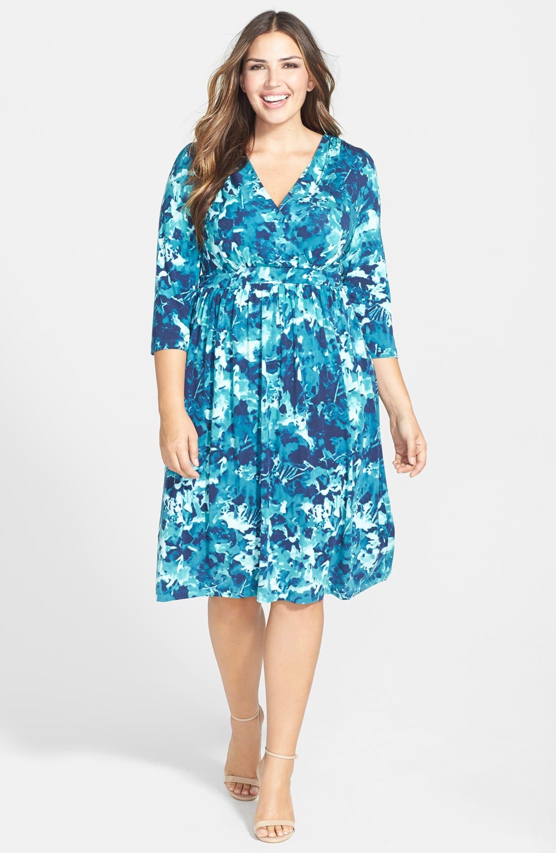 Plus Size Tart Print Surplice Bodice Dress
