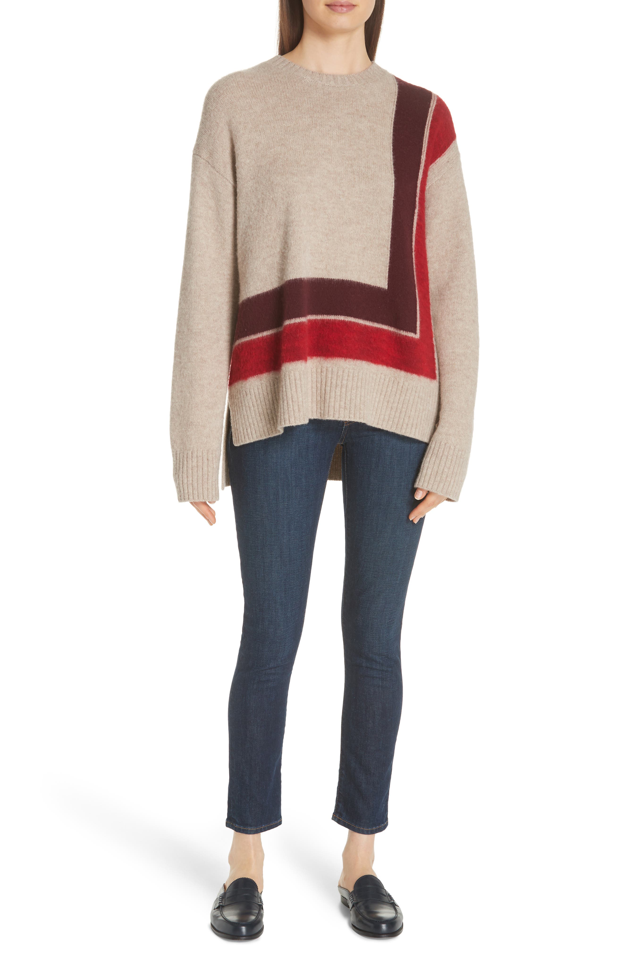 Derek Lam 10 Crosby Crewneck Blanket Sweater, Beige