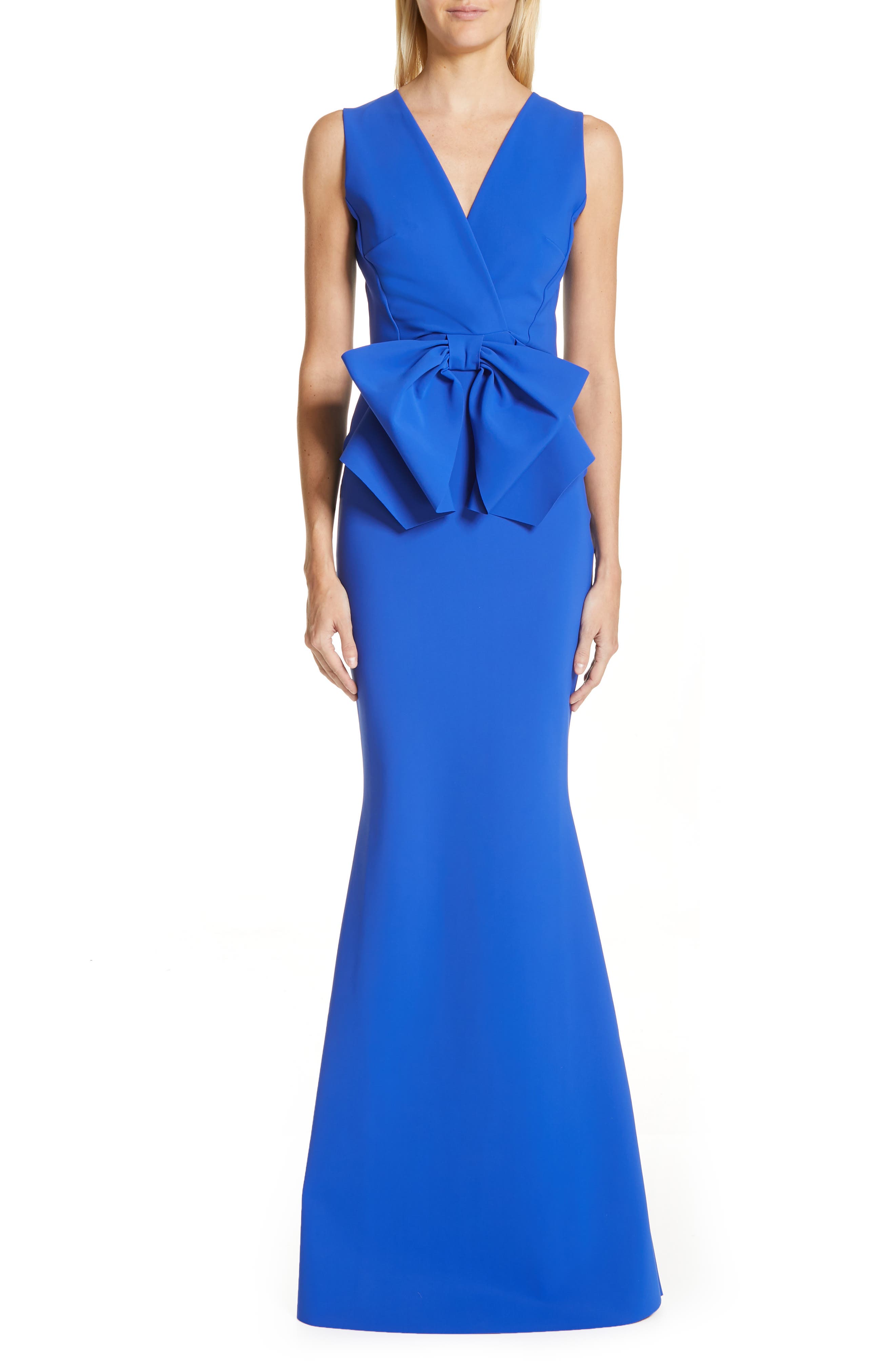 Chiara Boni La Petite Robe Oshun Bodice Bow Evening Dress, US / 42 IT - Blue
