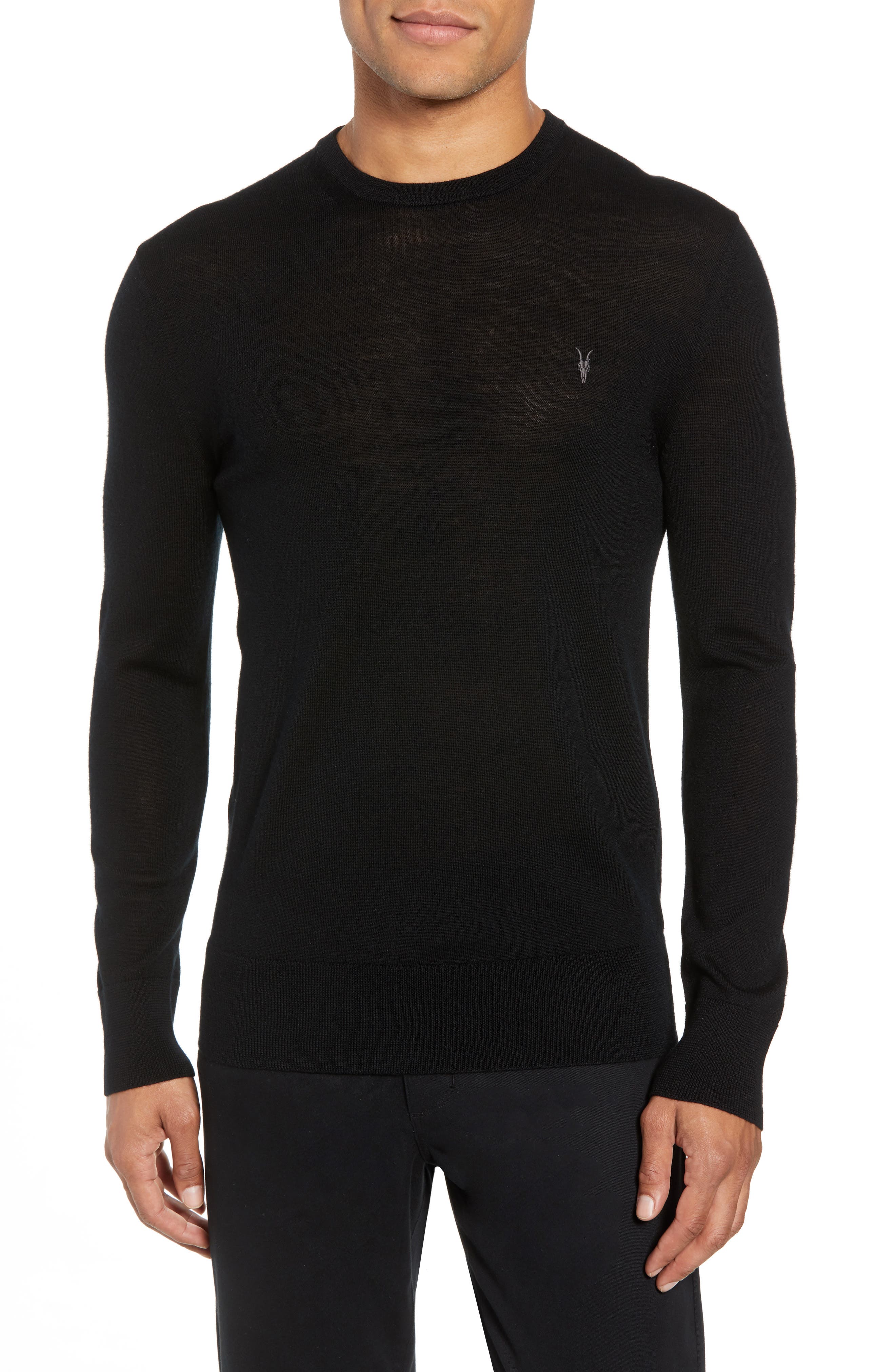 Allsaints Mode Slim Fit Merino Wool Sweater, Black