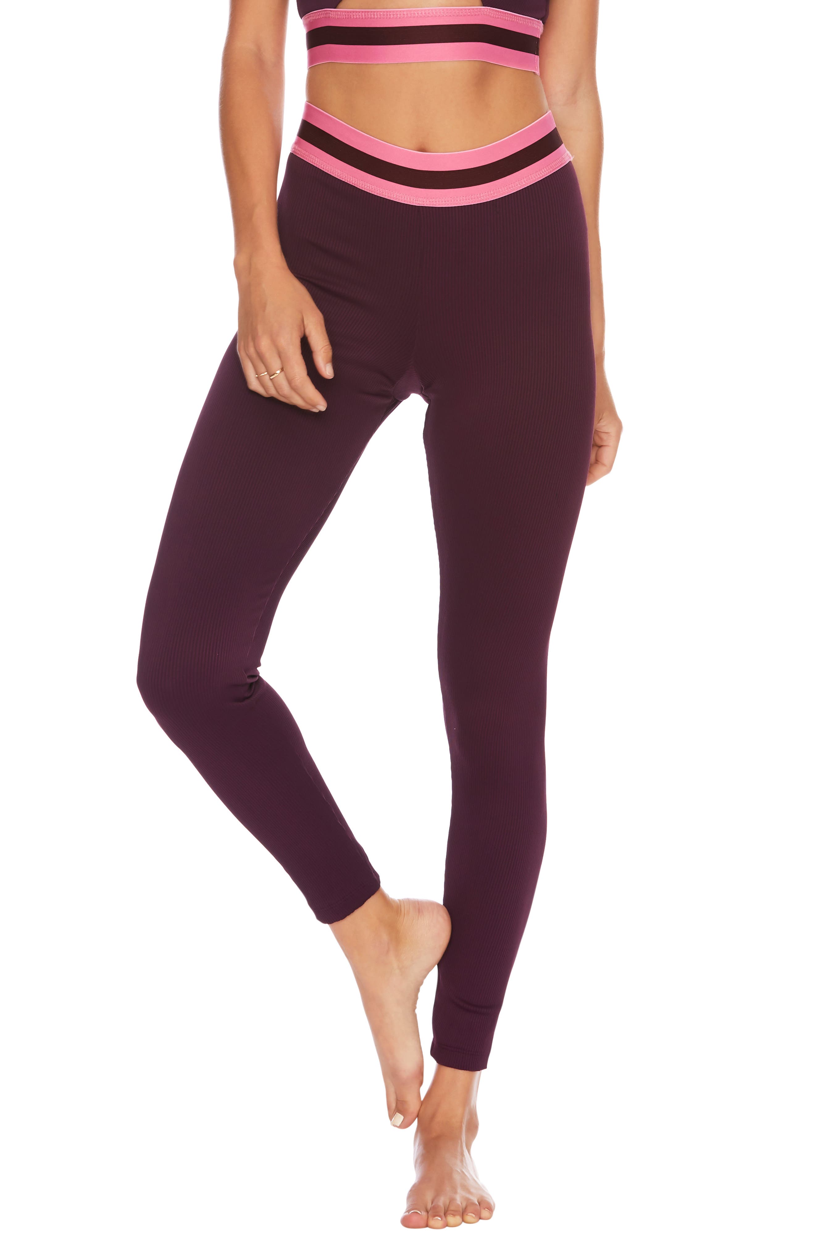 Beach Riot Stripe Waist Leggings, Purple