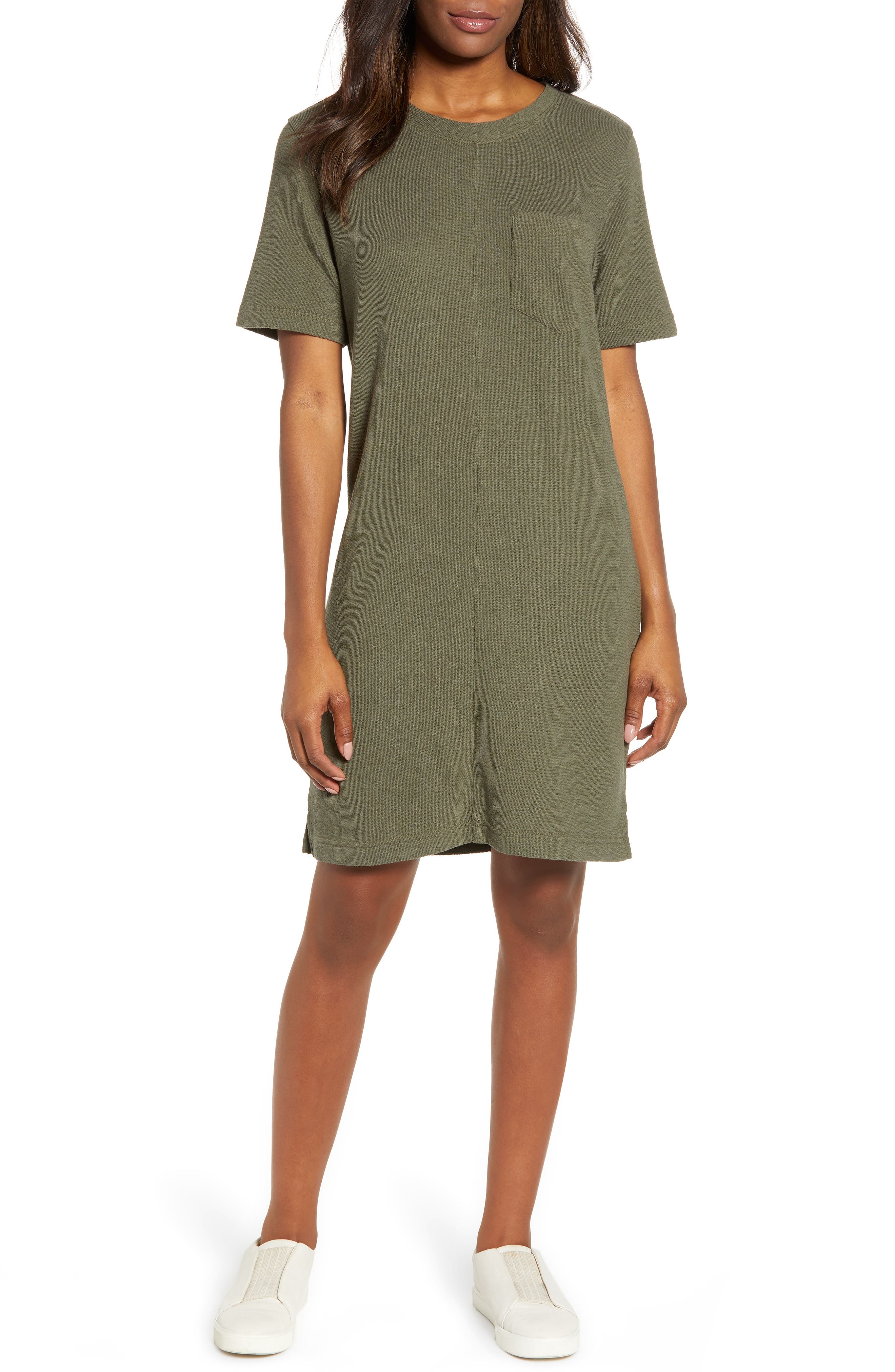 Petite Caslon T-Shirt Dress, Green