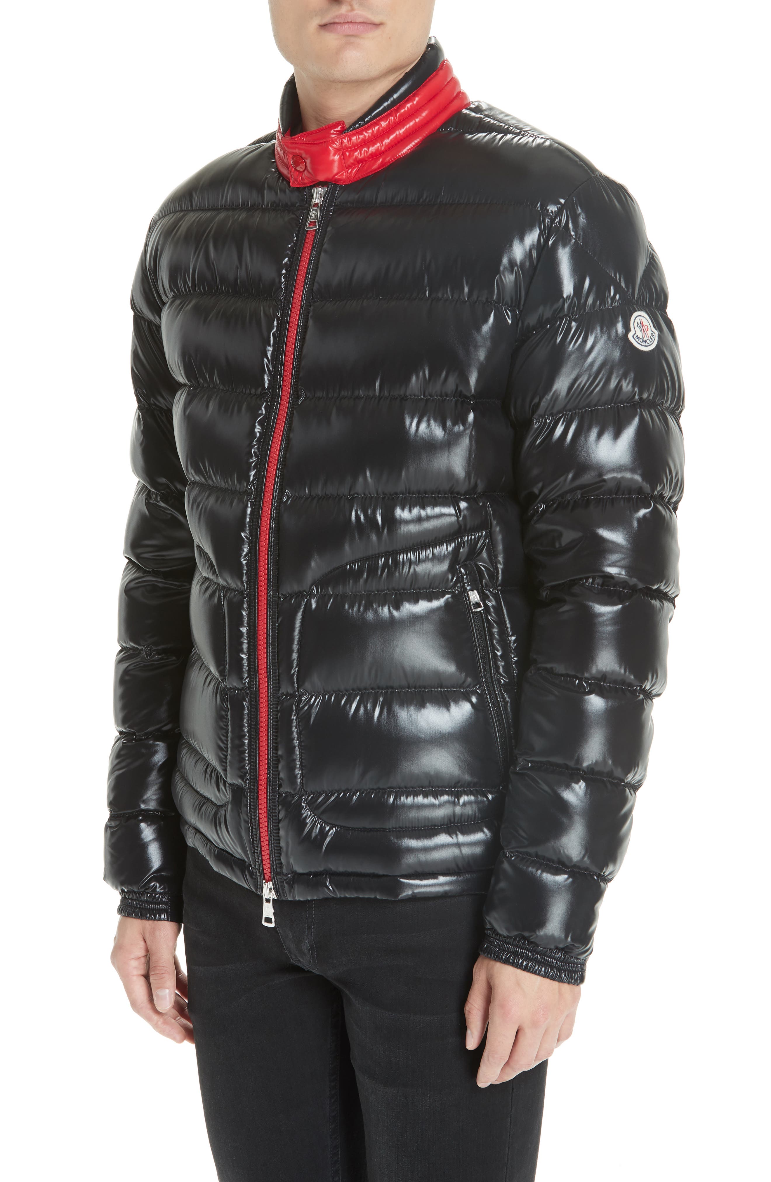 Moncler Aubert Giubbotto Two-Tone Down Jacket, Black