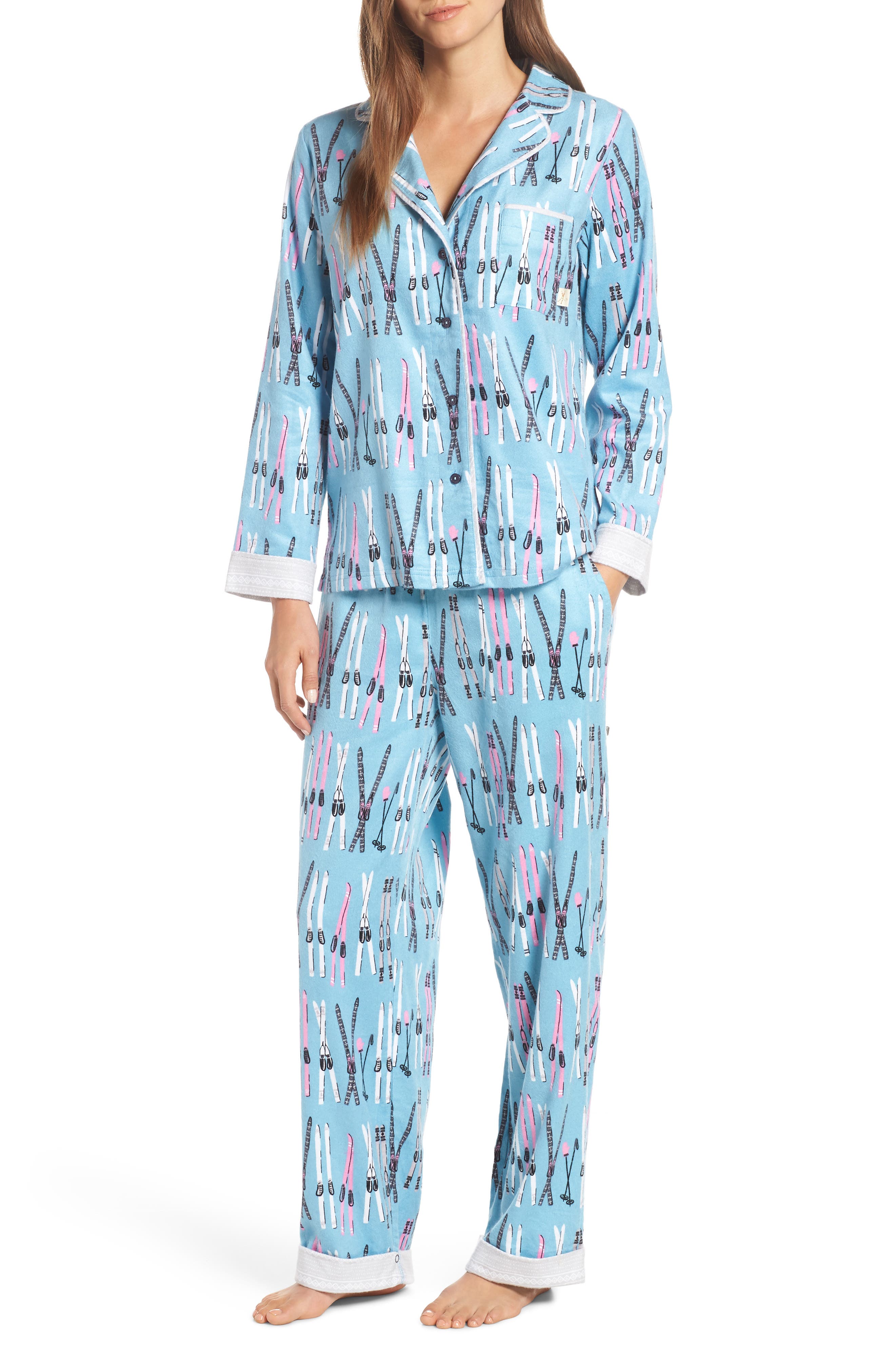 Munki Munki Flannel Pajamas, Blue/green