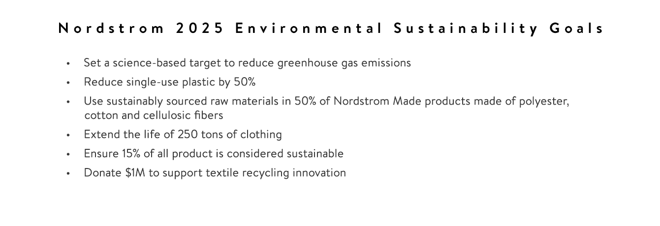 Nordstrom 2025 Environmental Sustainability Goals