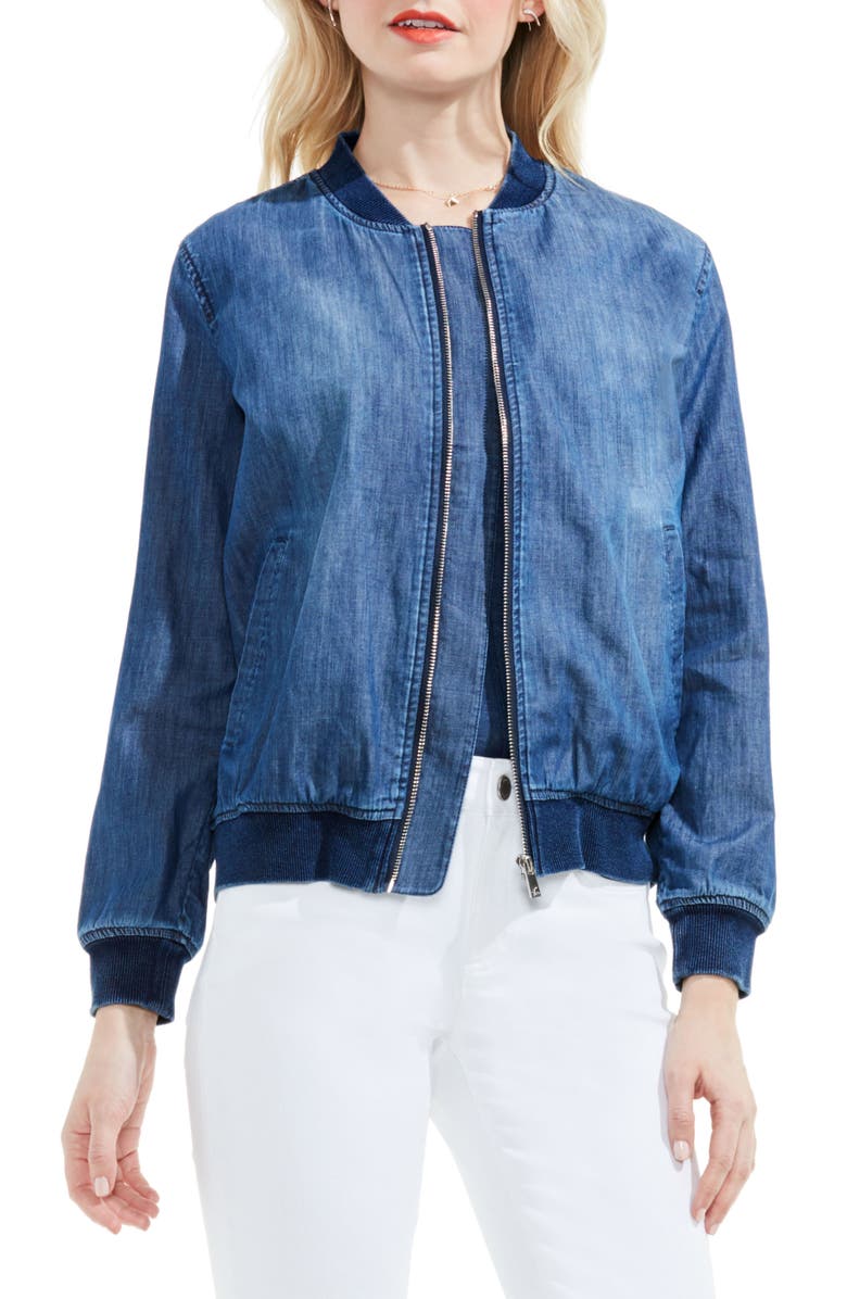 Two by Vince Camuto Washed Denim Bomber Jacket | Nordstrom