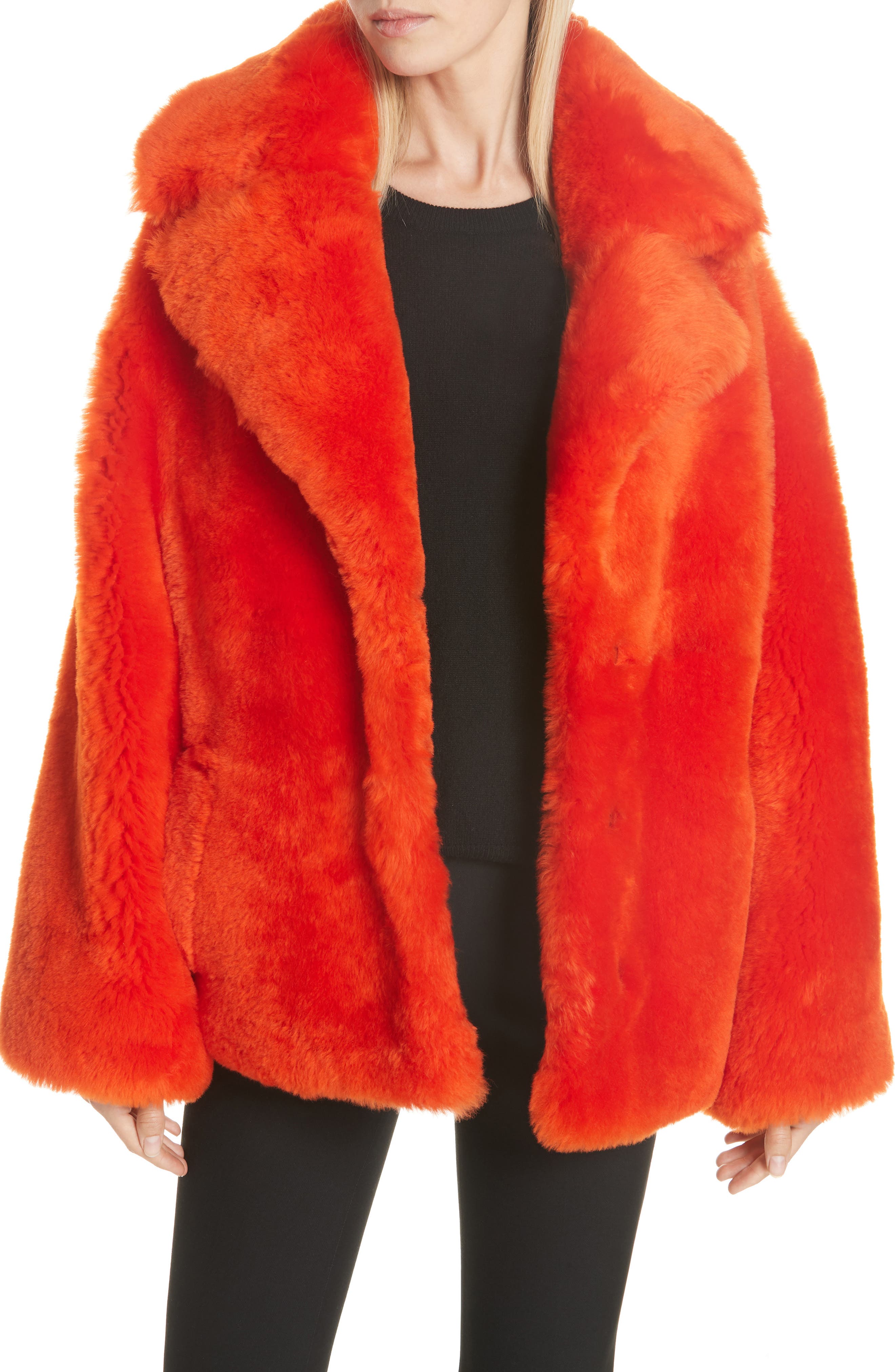 Anne Vest Sirid Genuine Shearling Jacket, 6 DE - Orange