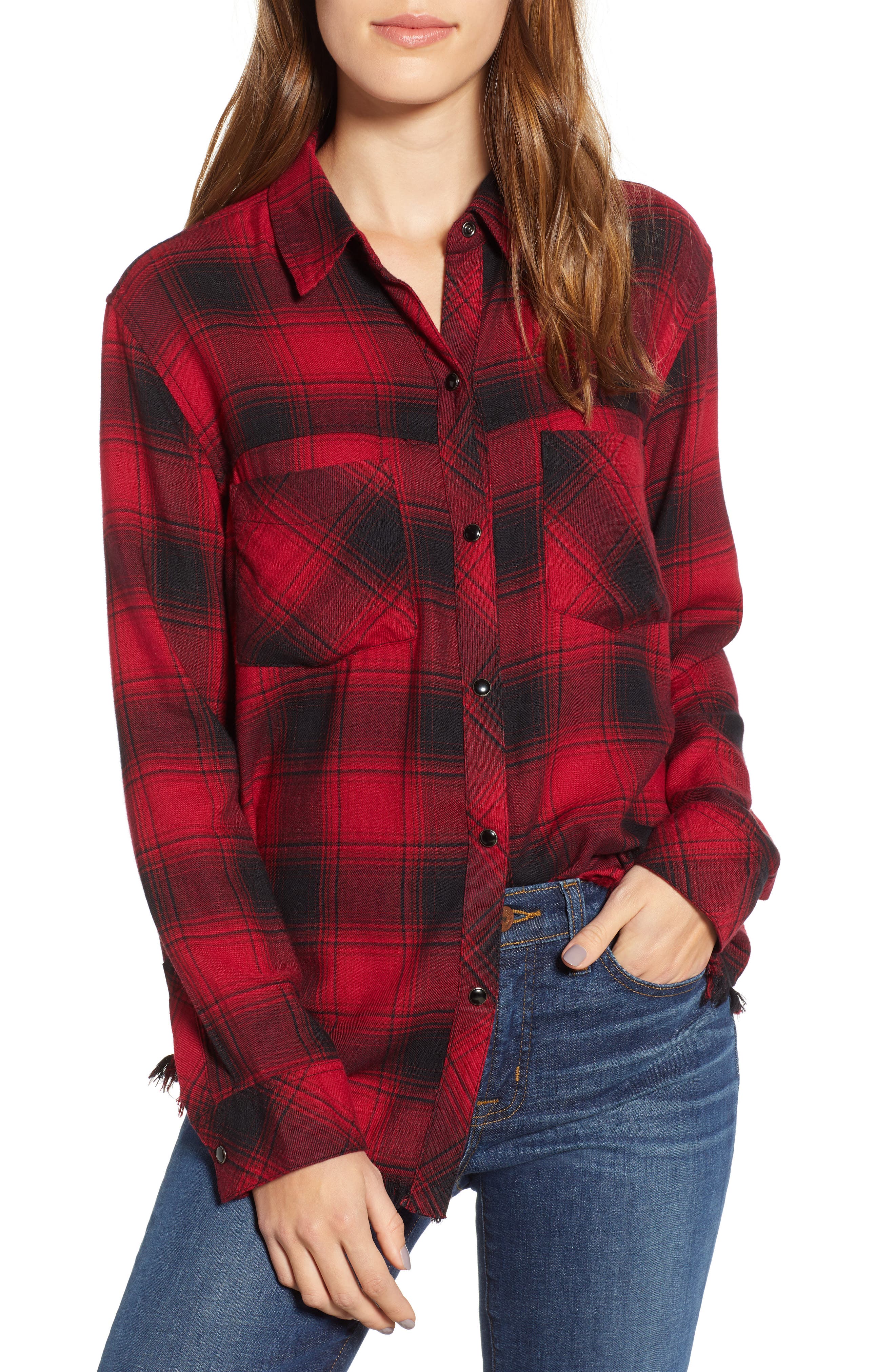 Rails Leo Plaid Flannel Shirt, Black