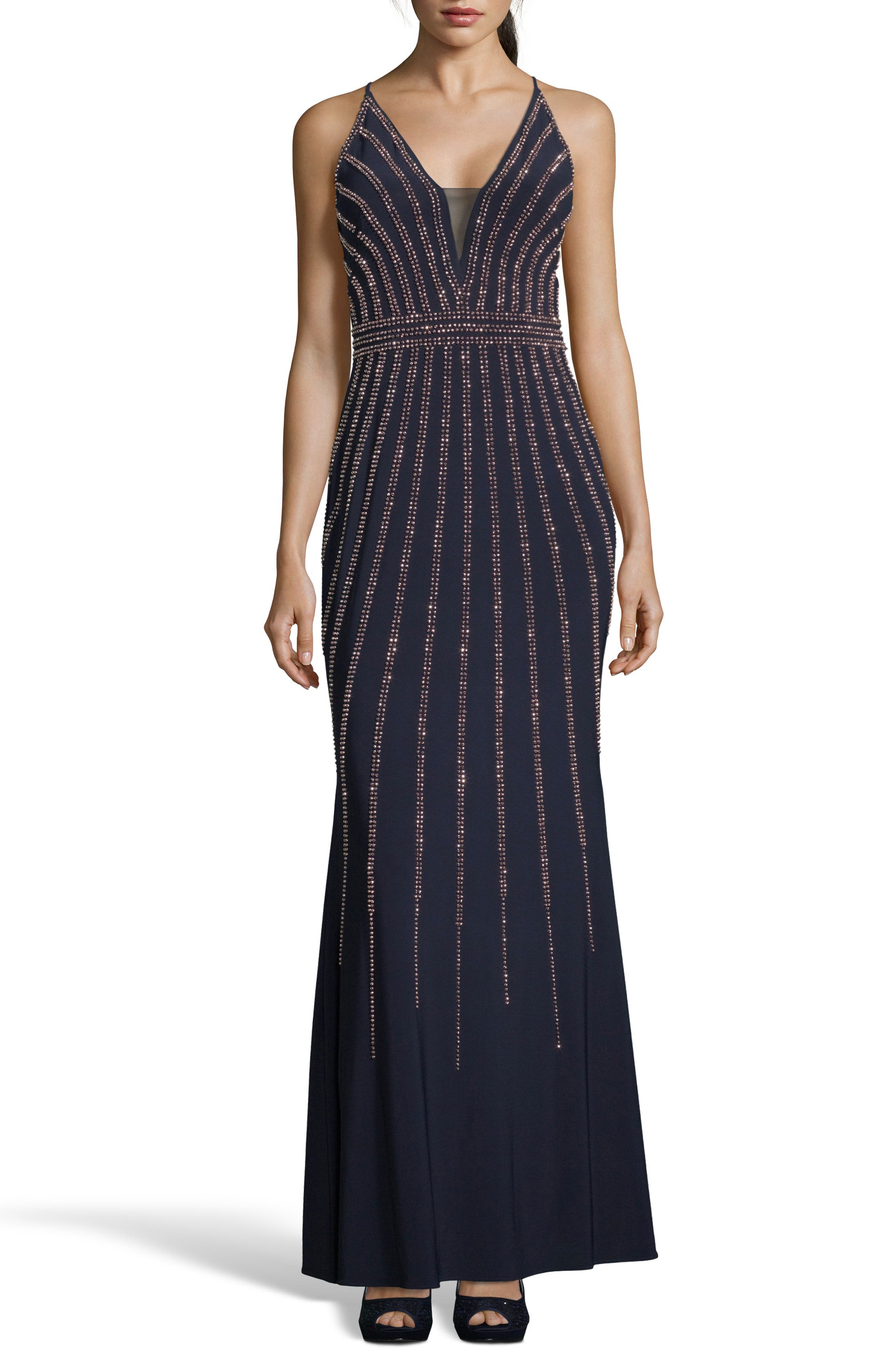 Xscape Beaded Evening Dress, Blue