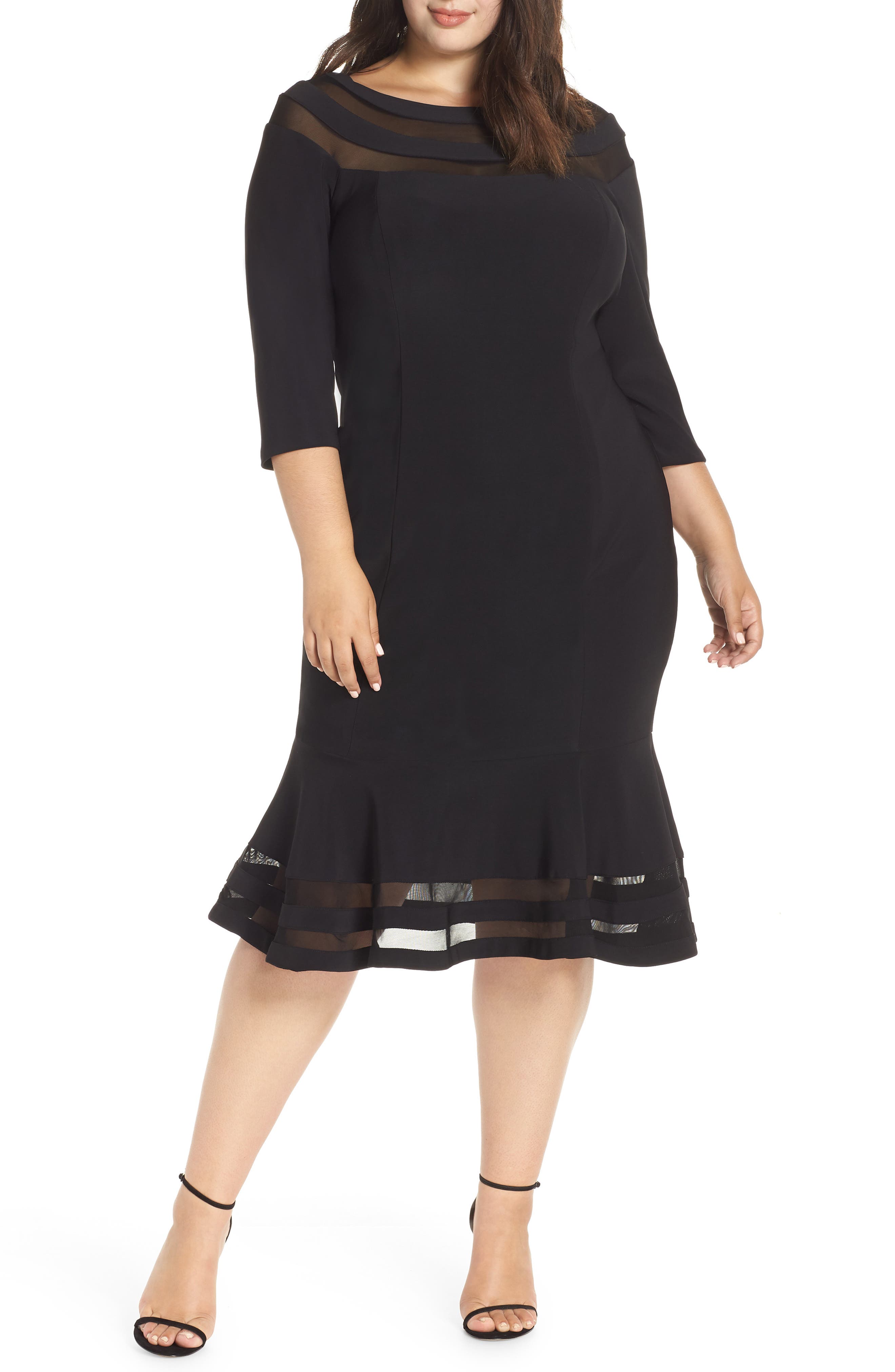 Plus Size Xscape Flounce Midi Dress