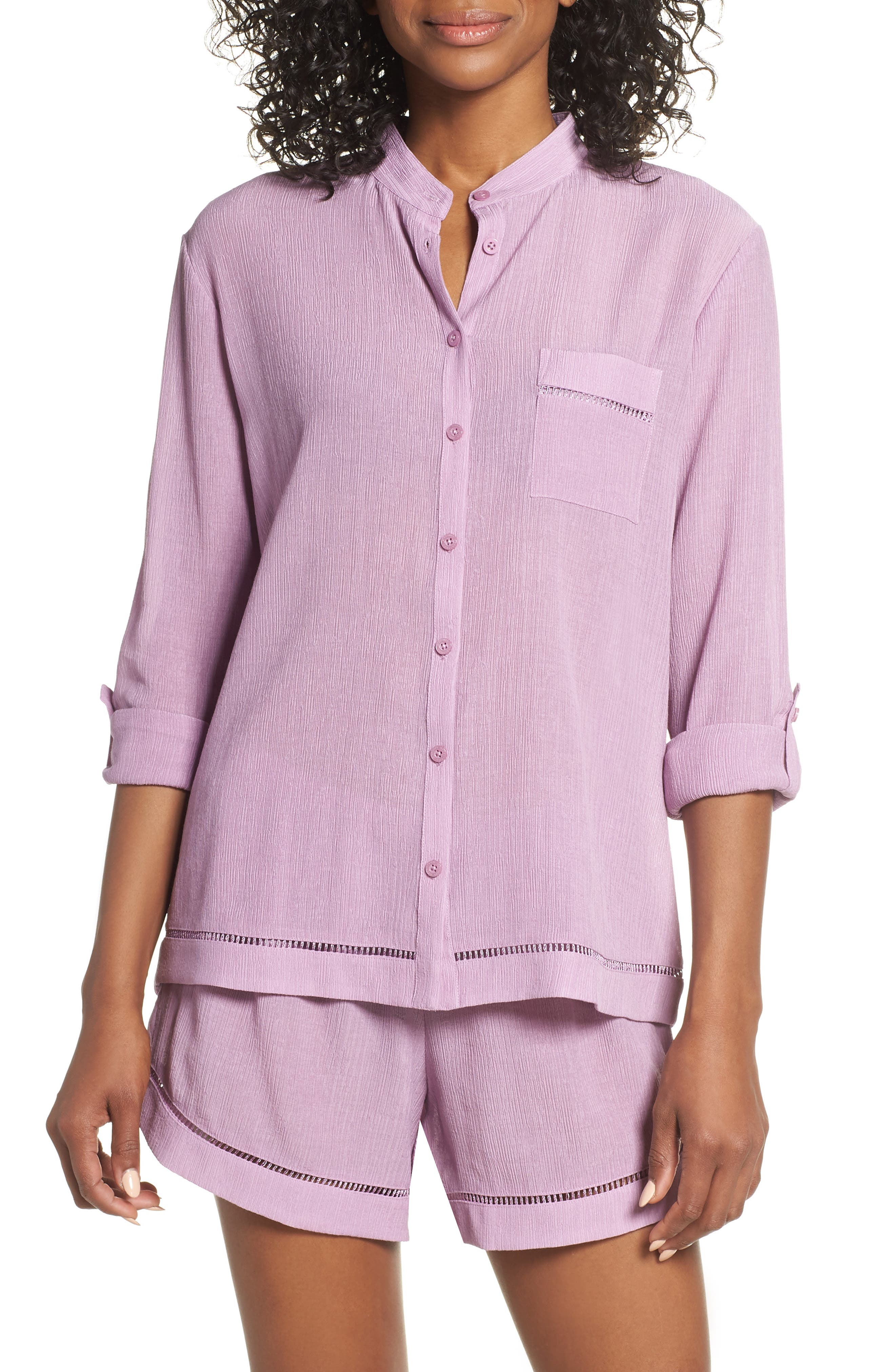 Nordstrom Lingerie Crinkle Short Pajamas, Purple