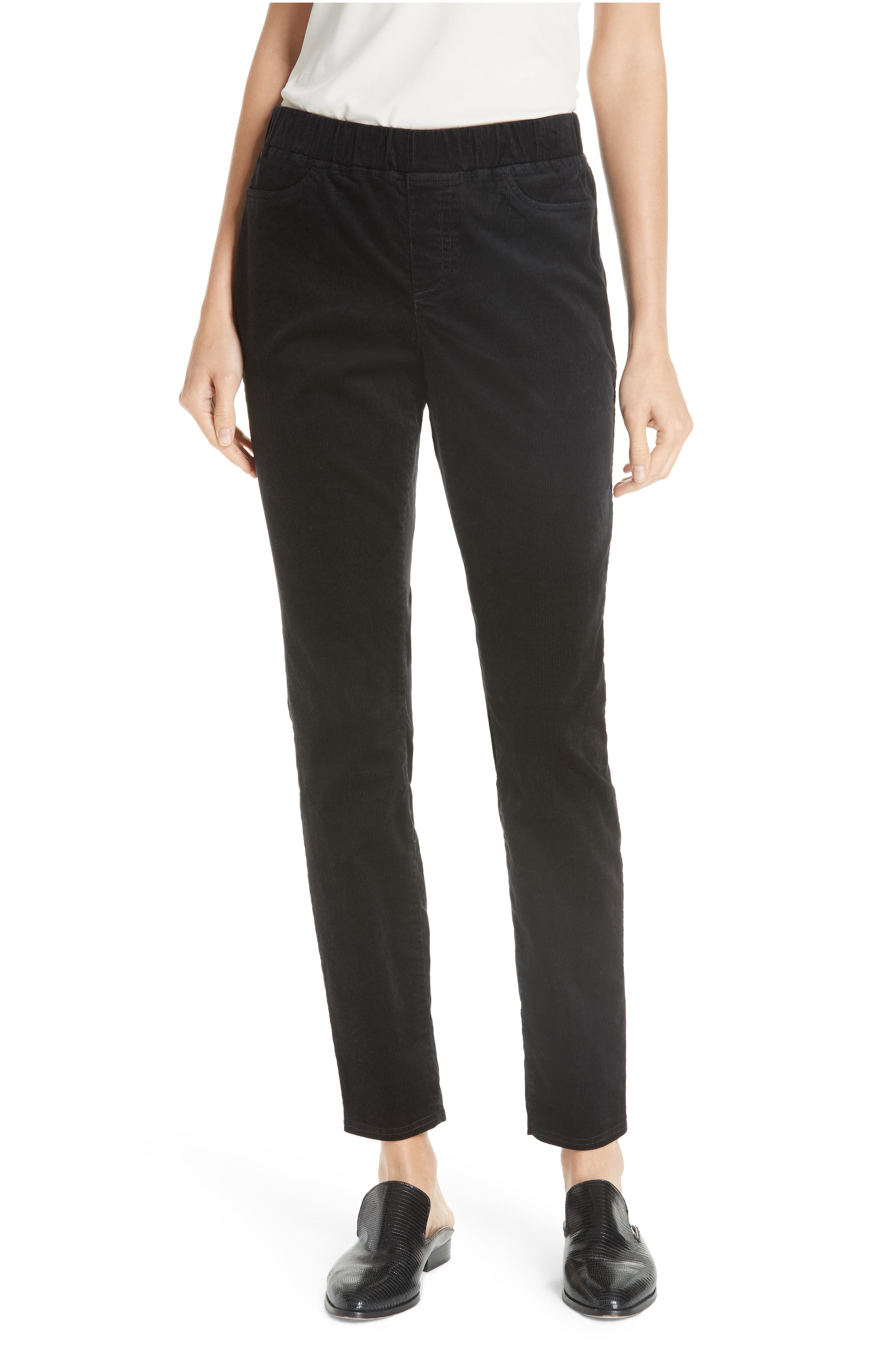 Eileen Fisher Stretch Corduroy Leggings, Black