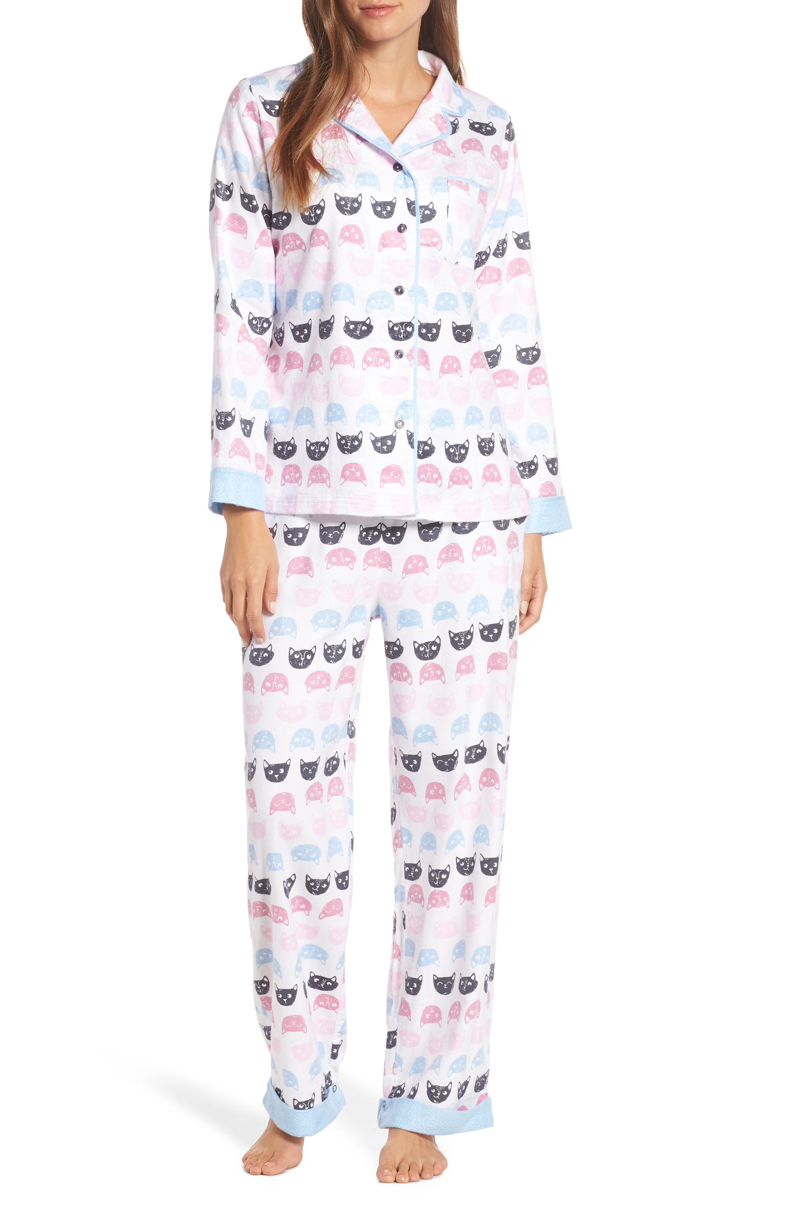 Munki Munki Flannel Pajamas, White