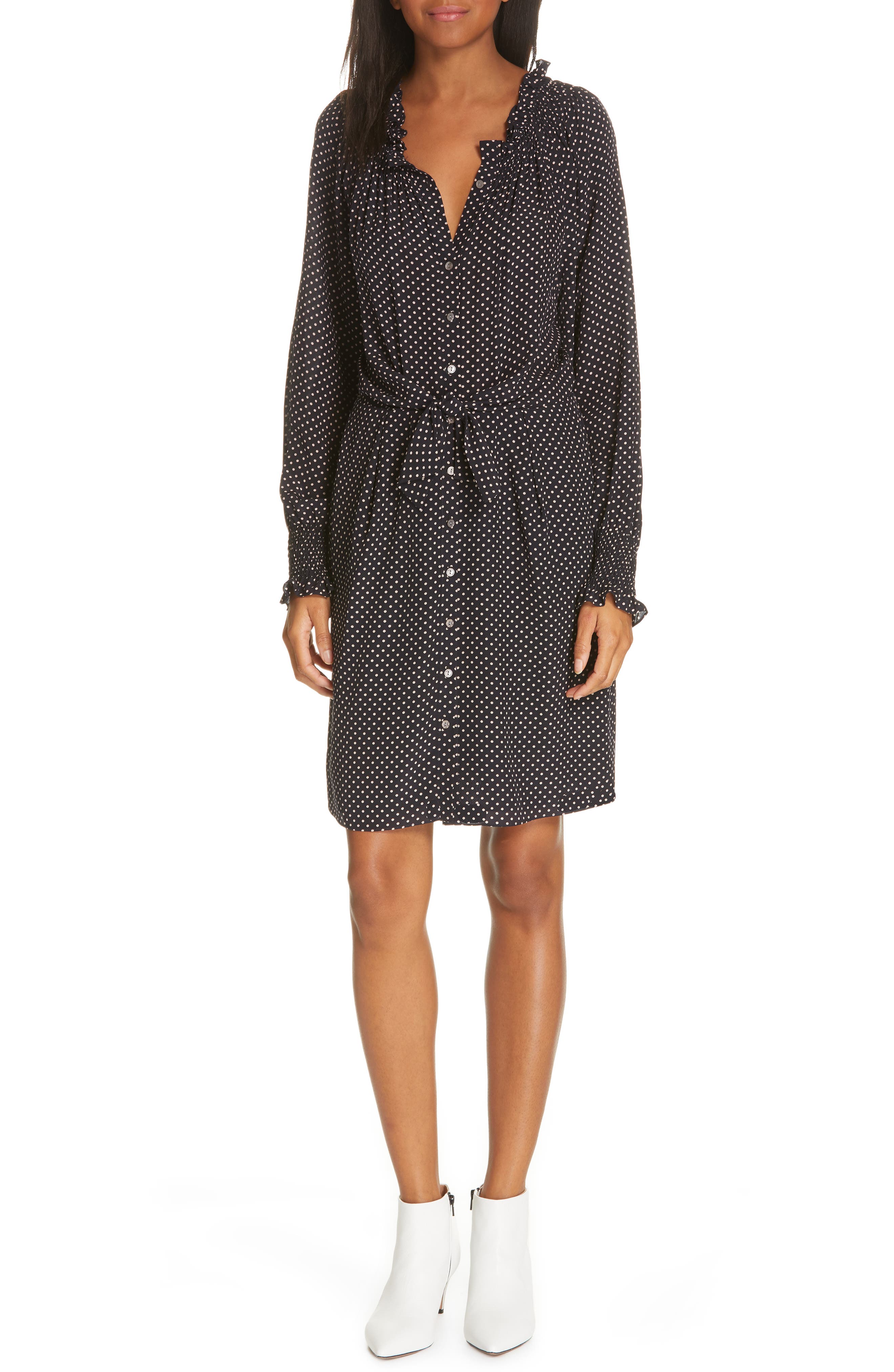 Rebecca Taylor Dot Print Tie Dress, Blue