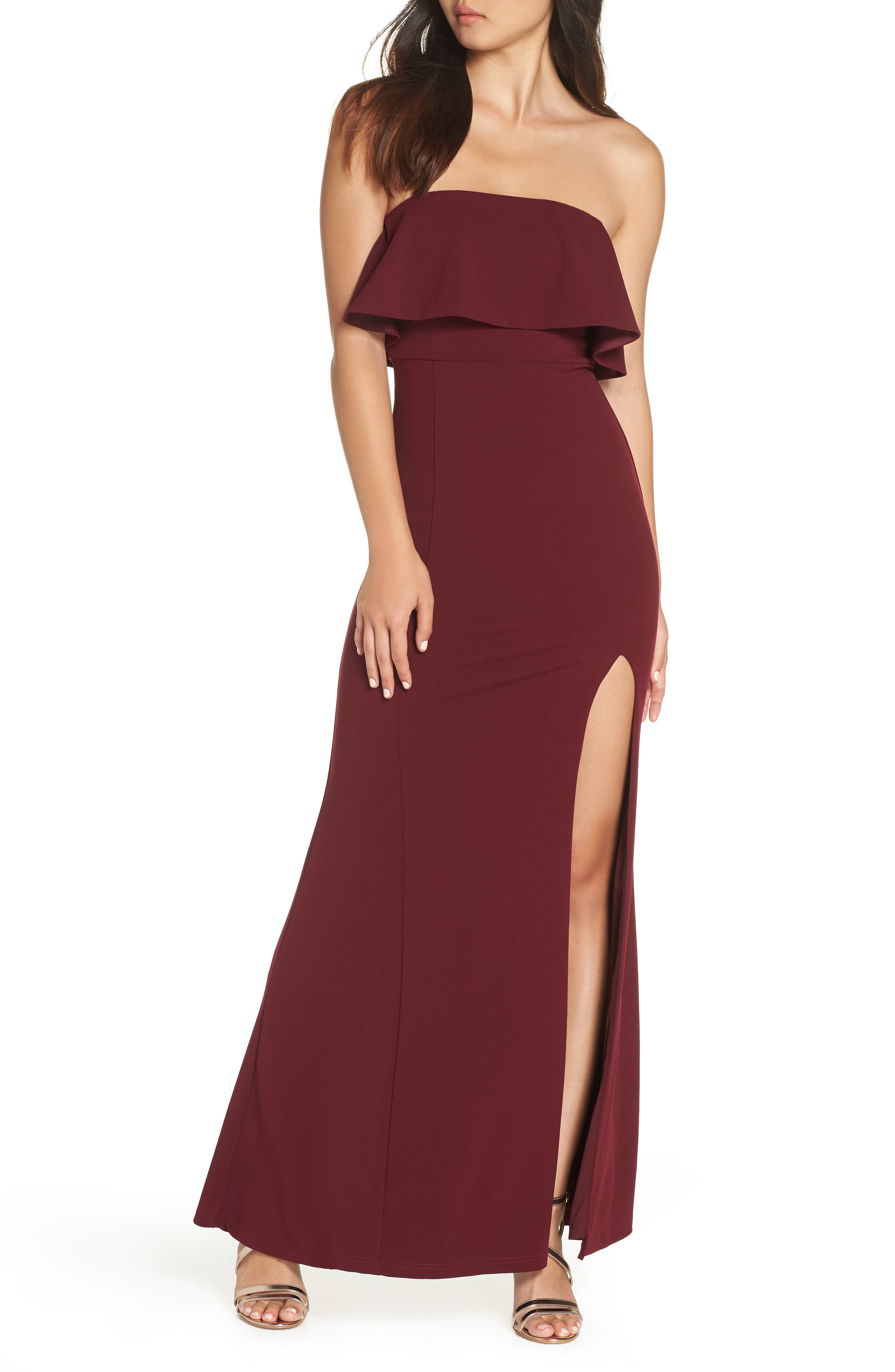 Lulus Off The Shoulder Maxi Gown, Red