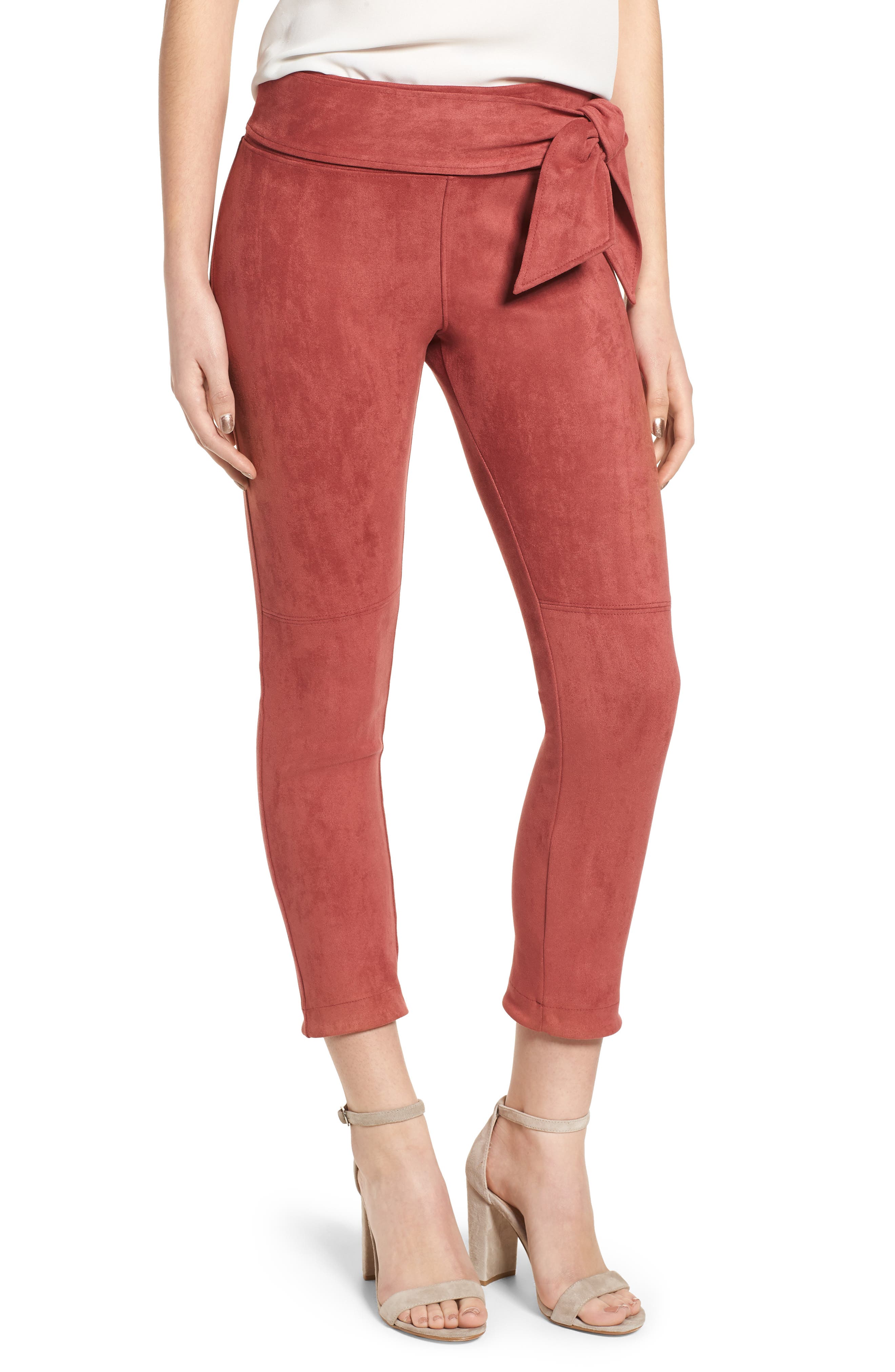 David Lerner Waist Tie Skimmer Leggings, Red