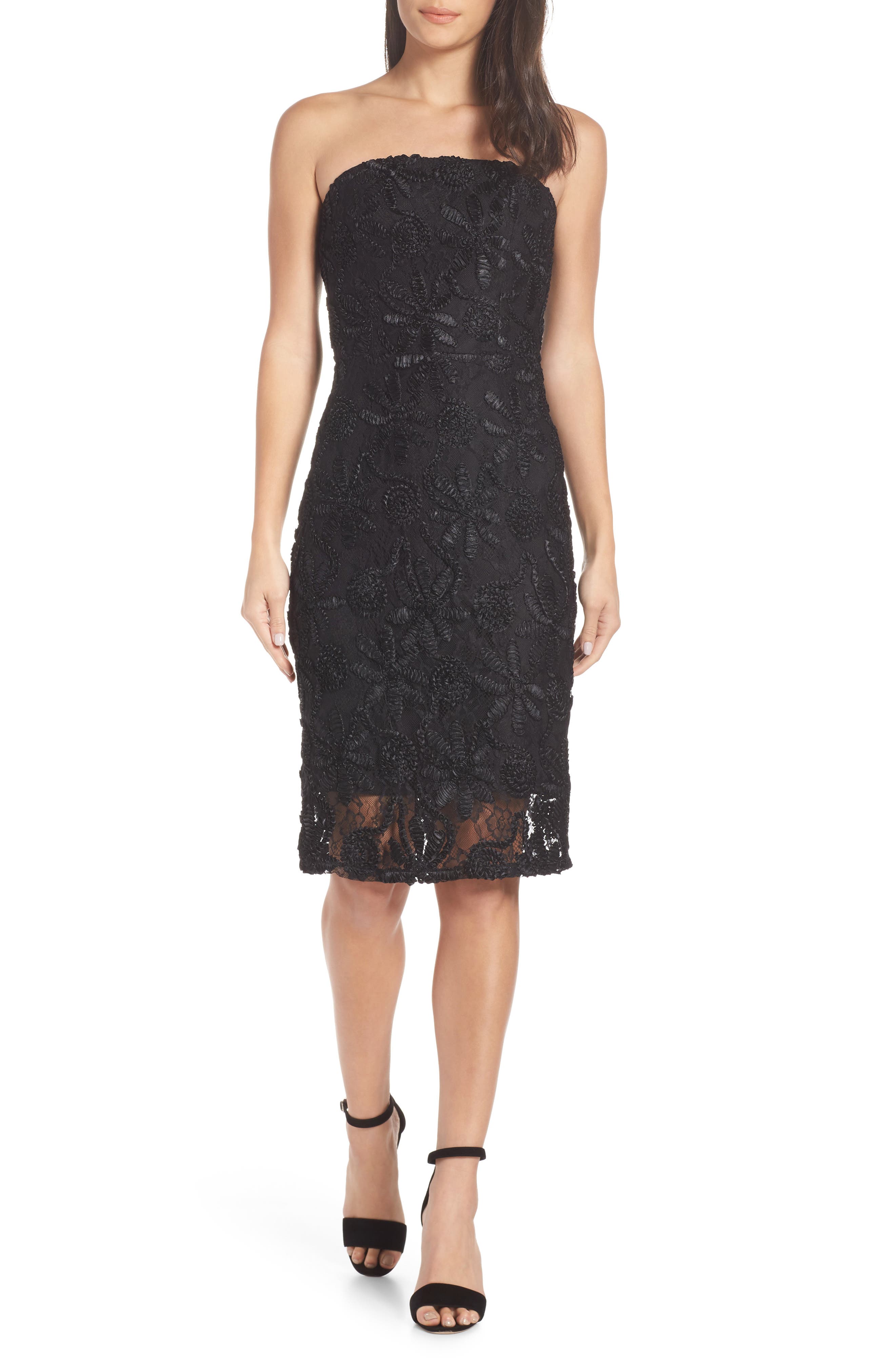 Adelyn Rae Healy Strapless Lace Sheath Dress, Black