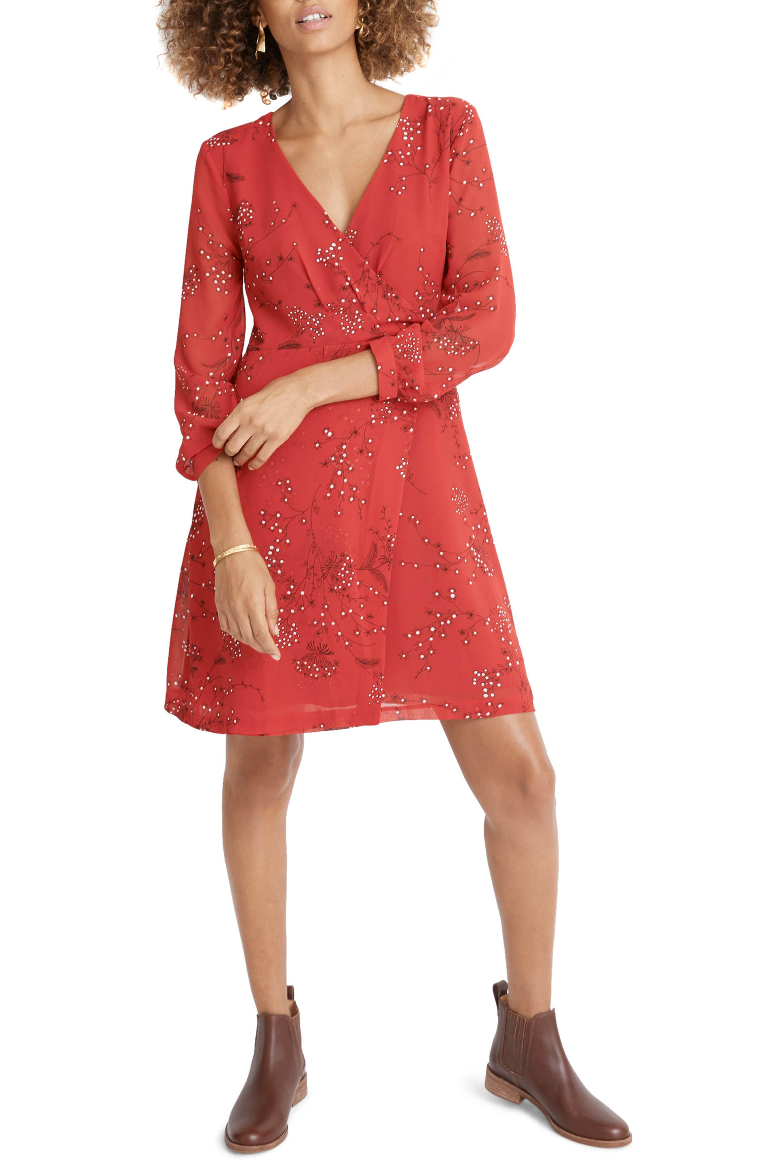 Madewell Hazelwood Faux Wrap Minidress, Red
