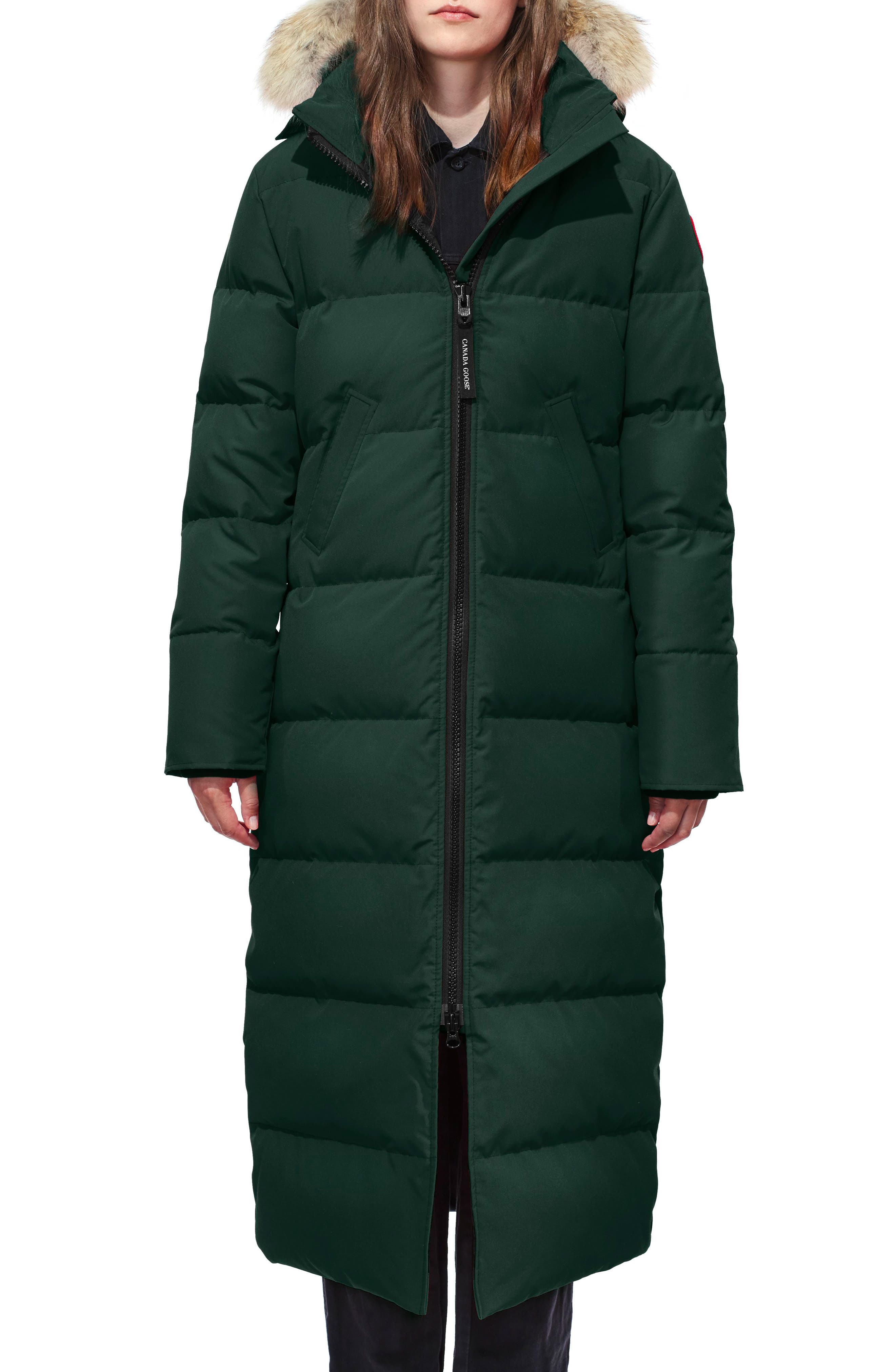 Canada Goose Mystique Regular Fit Down Parka With Genuine Coyote Fur Trim, (0) - Green