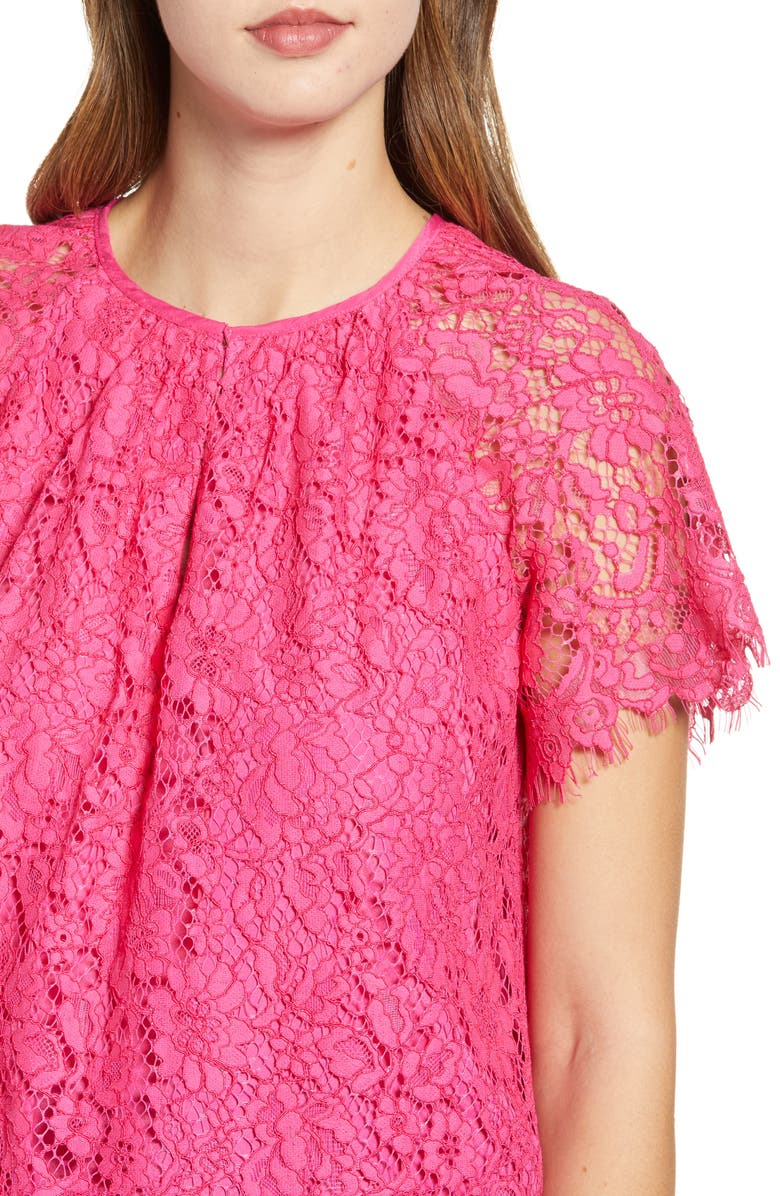 Short Sleeve Lace Top, Alternate, color, SOFT FUCHSIA