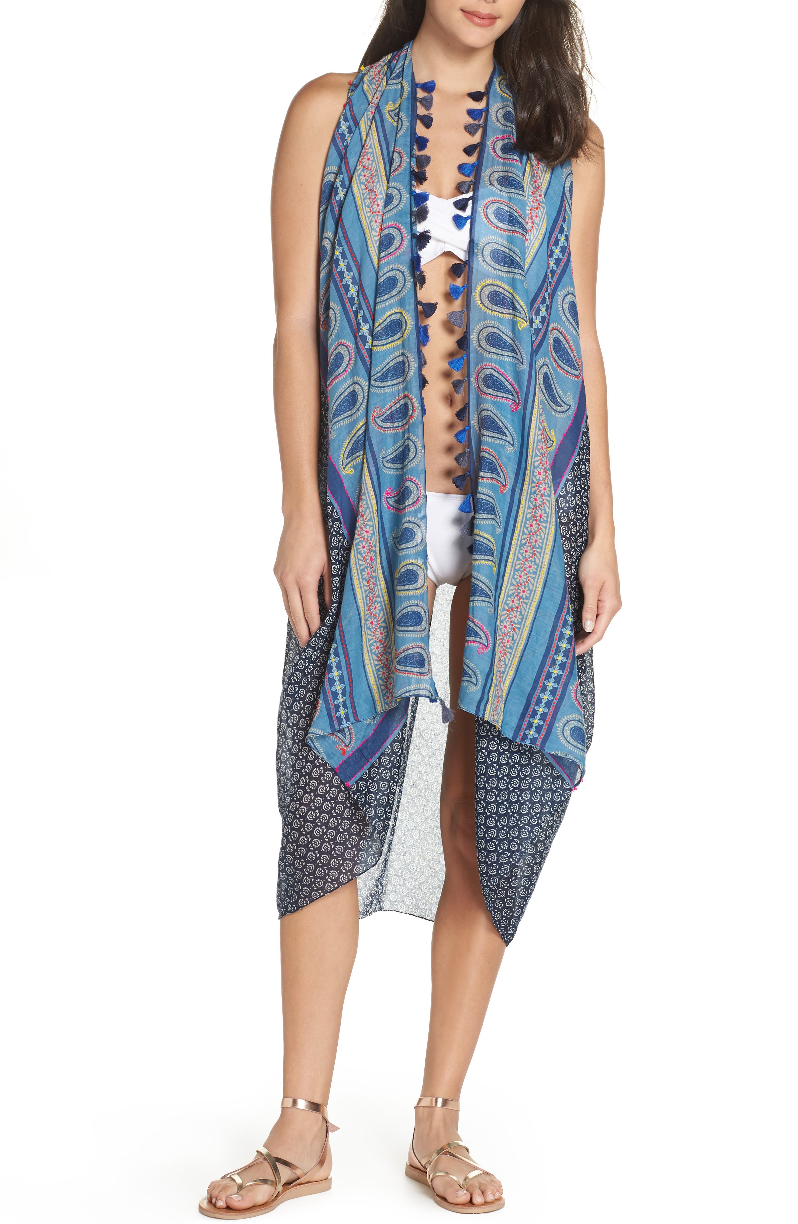 Pool To Party Spirit Cover-Up Vest, Size One Size - Blue