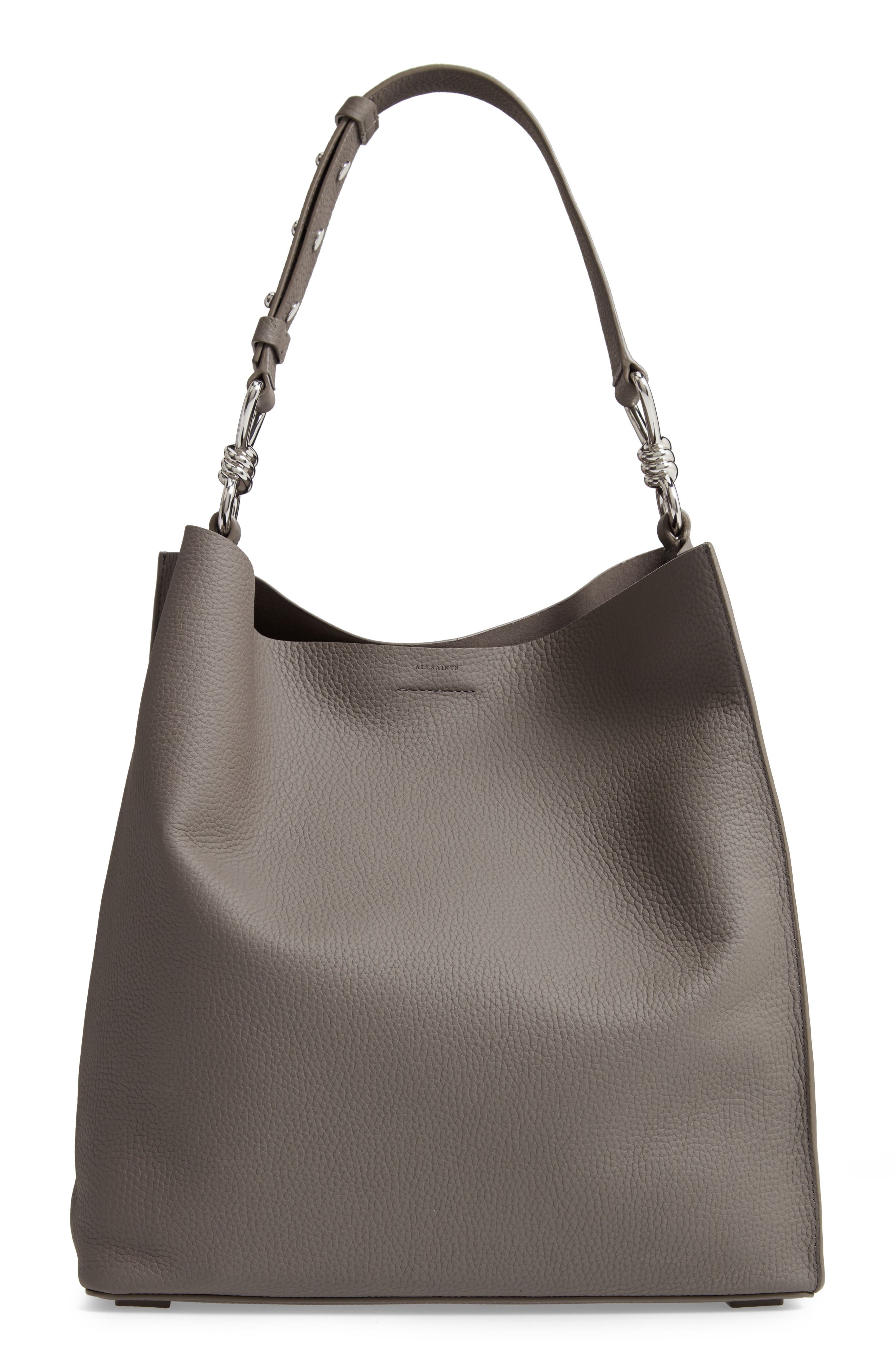 Allsaints Totes CAPTAIN NORTH/SOUTH LEATHER TOTE - GREY