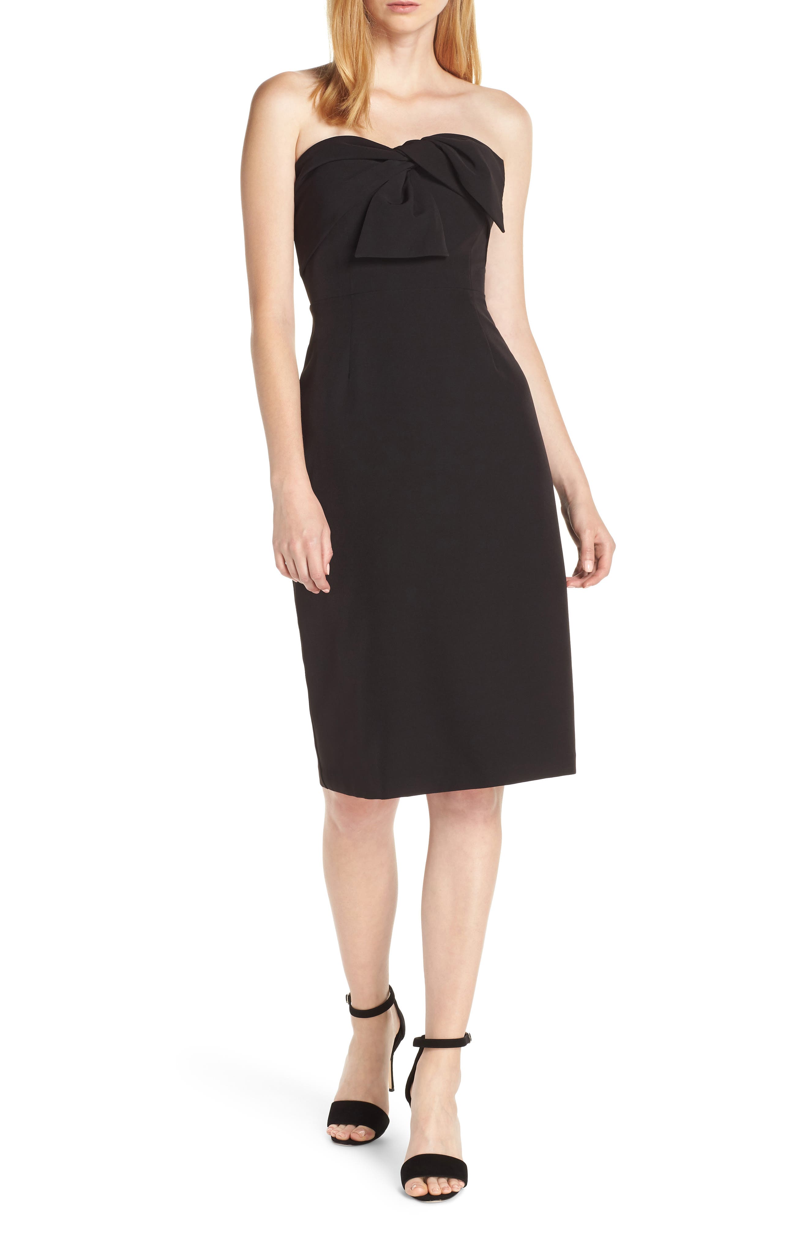 Sam Edelman Strapless Bow Detail Sheath Dress, Black